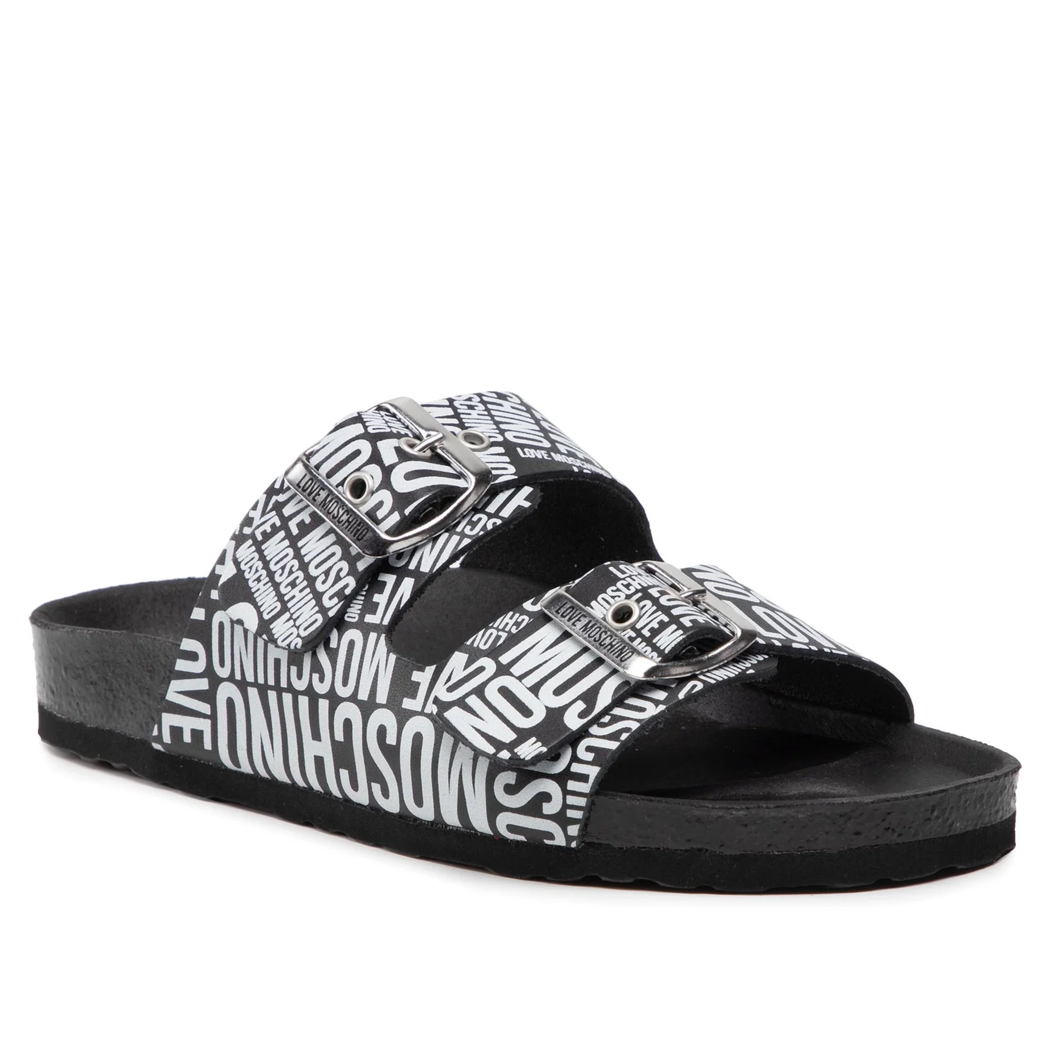 Дамски сандали чехли тип Birkenstock - Love Moschino JA28073G1EIJ000A в черни