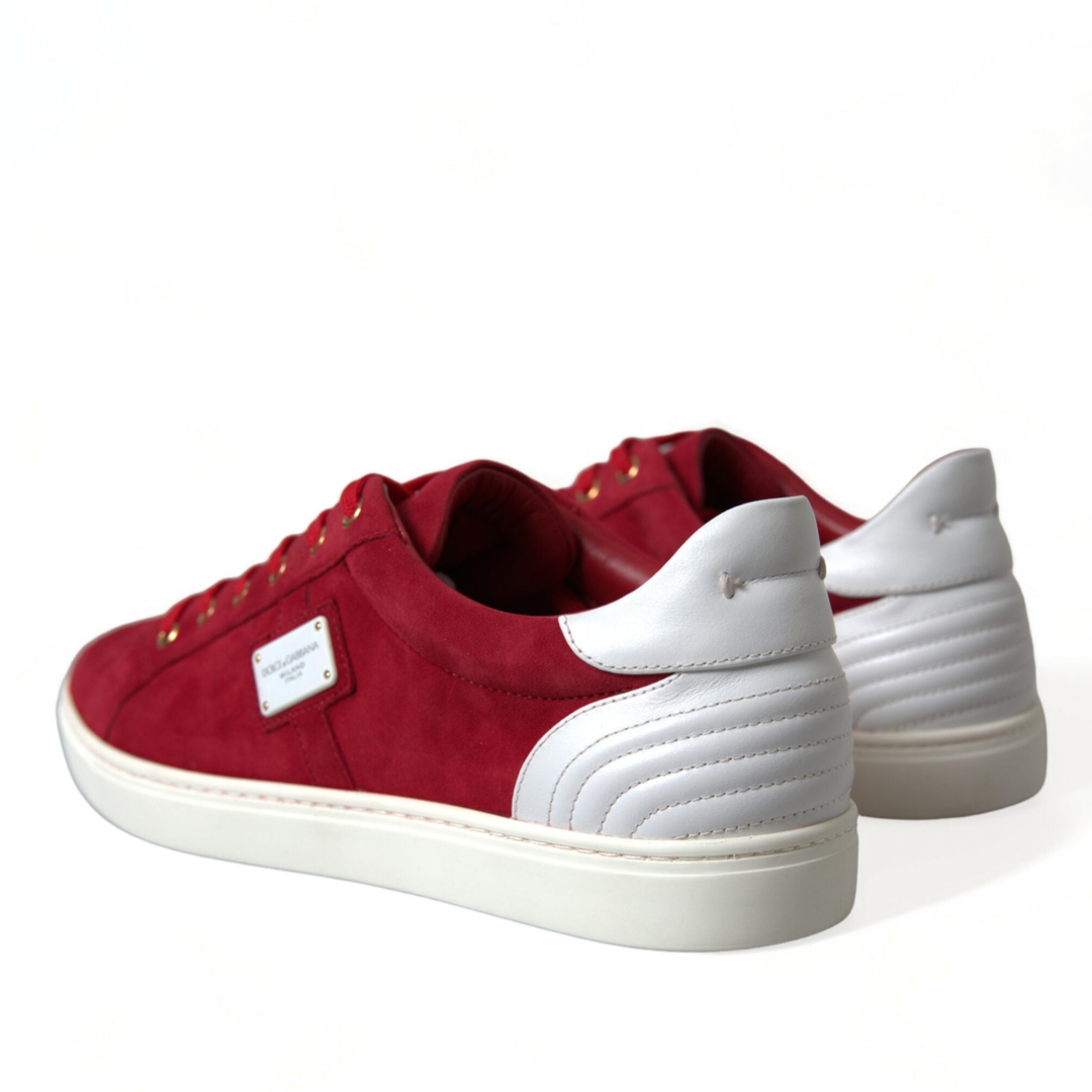 Мъжки червено бели кецове Dolce & Gabbana Elegant Red & White Leather Sneakers