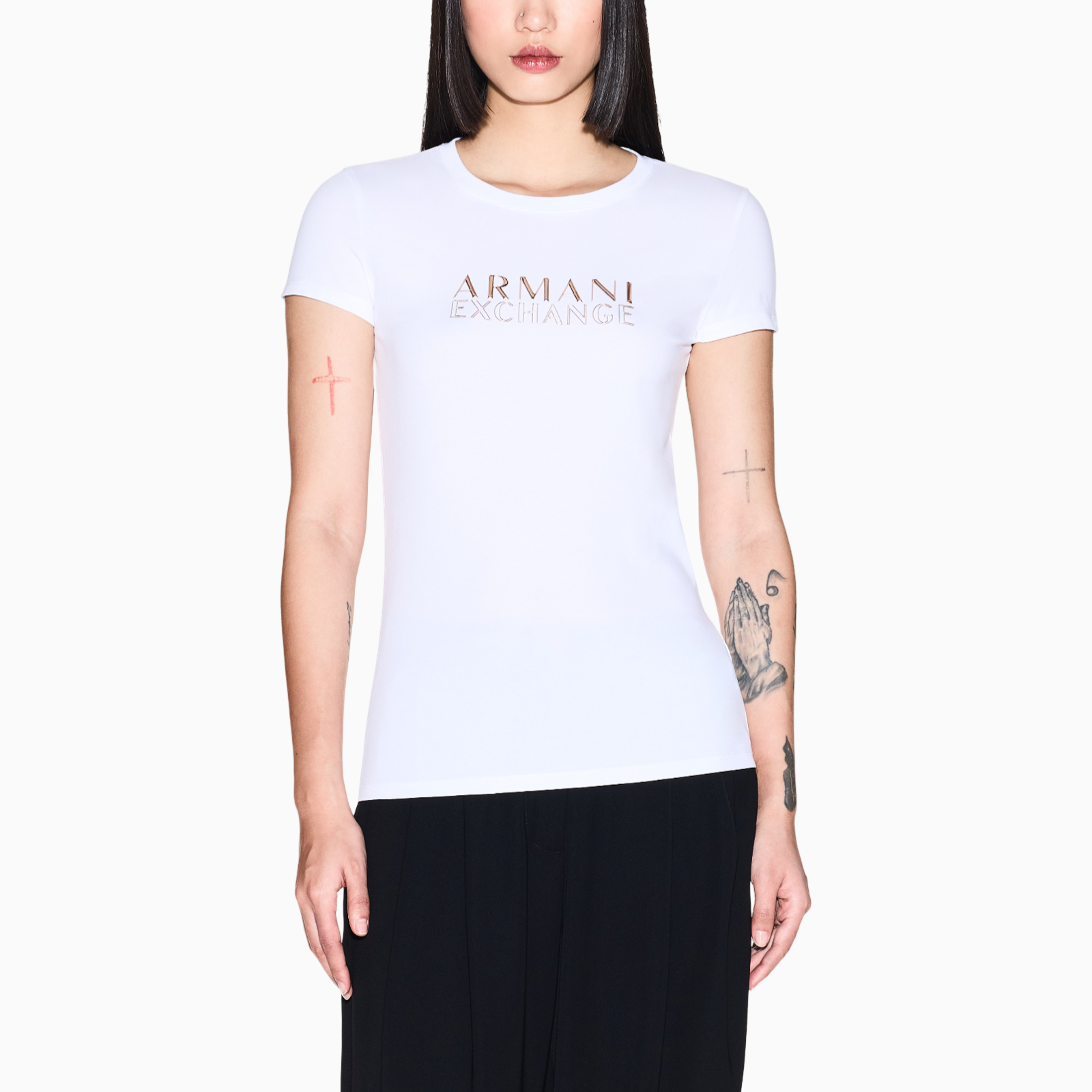 Дамска бяла тениска Armani Exchange Women T-shirt XW001837 AF16294 U0002 Front View
