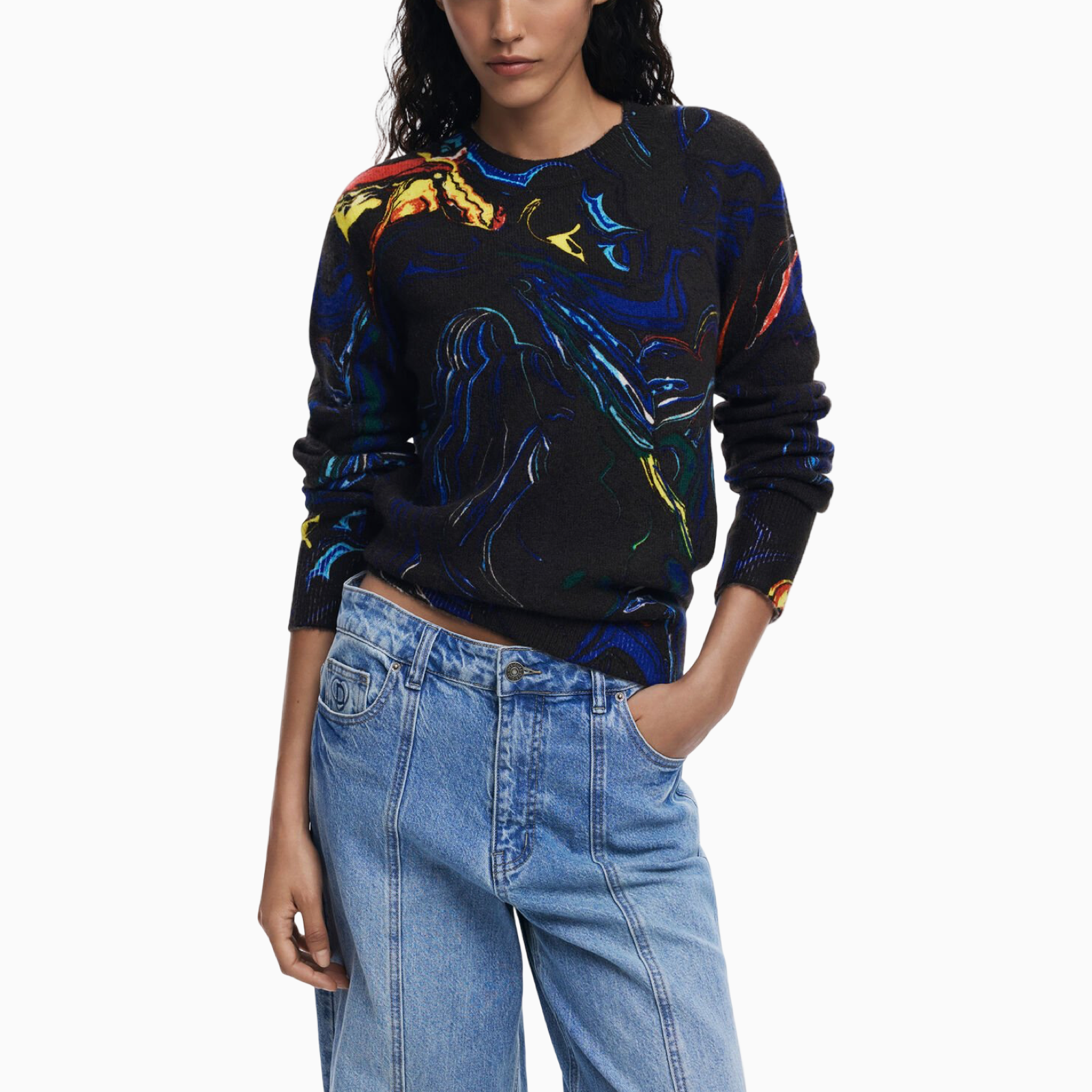 Дамски пуловер Desigual Women Sweater 25WWJF05 2000 Front View
