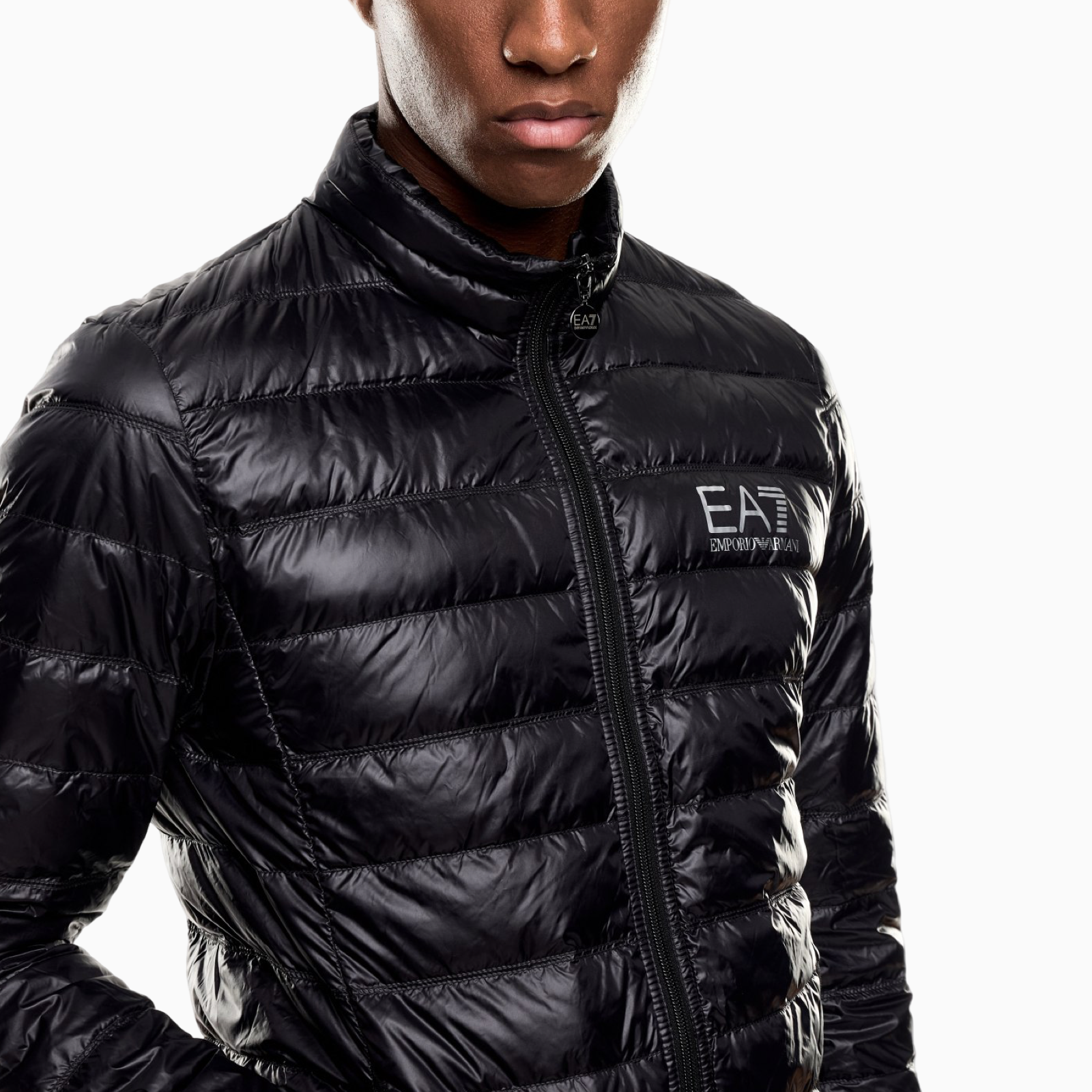 Мъжко черно пухено яке EA7 Emporio Armani Men Packable Puffer Jacket 8NPB01 PN29Z 1200 Close-Up
