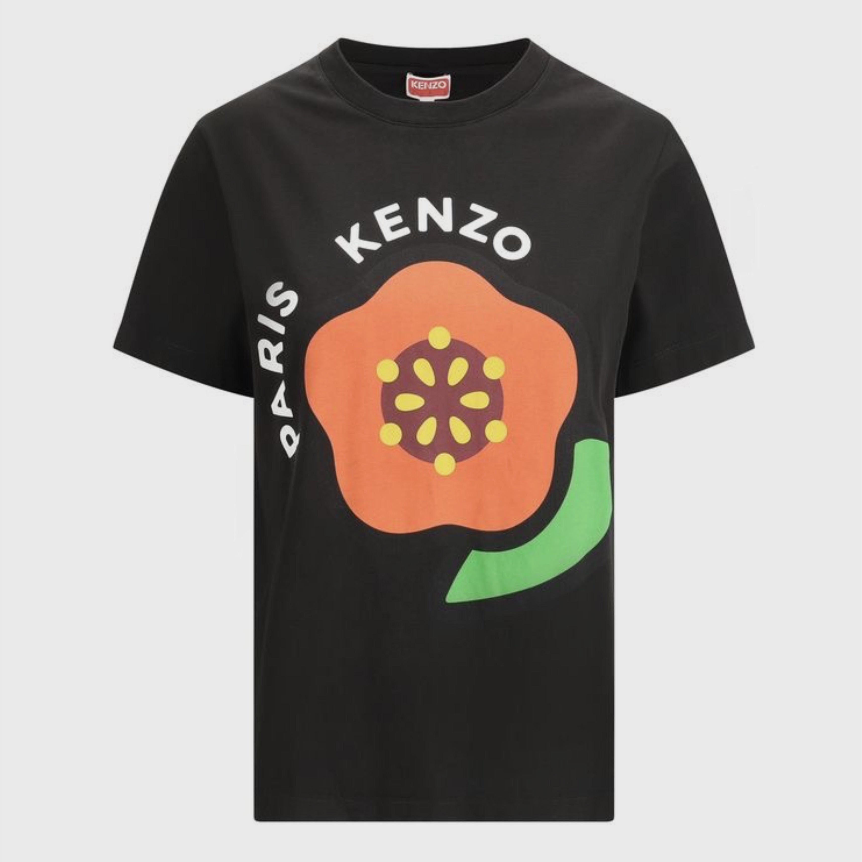 Дамска луксозна тениска в черно KENZO Women’s Logo Printed Loose Cotton T-shirt in Black