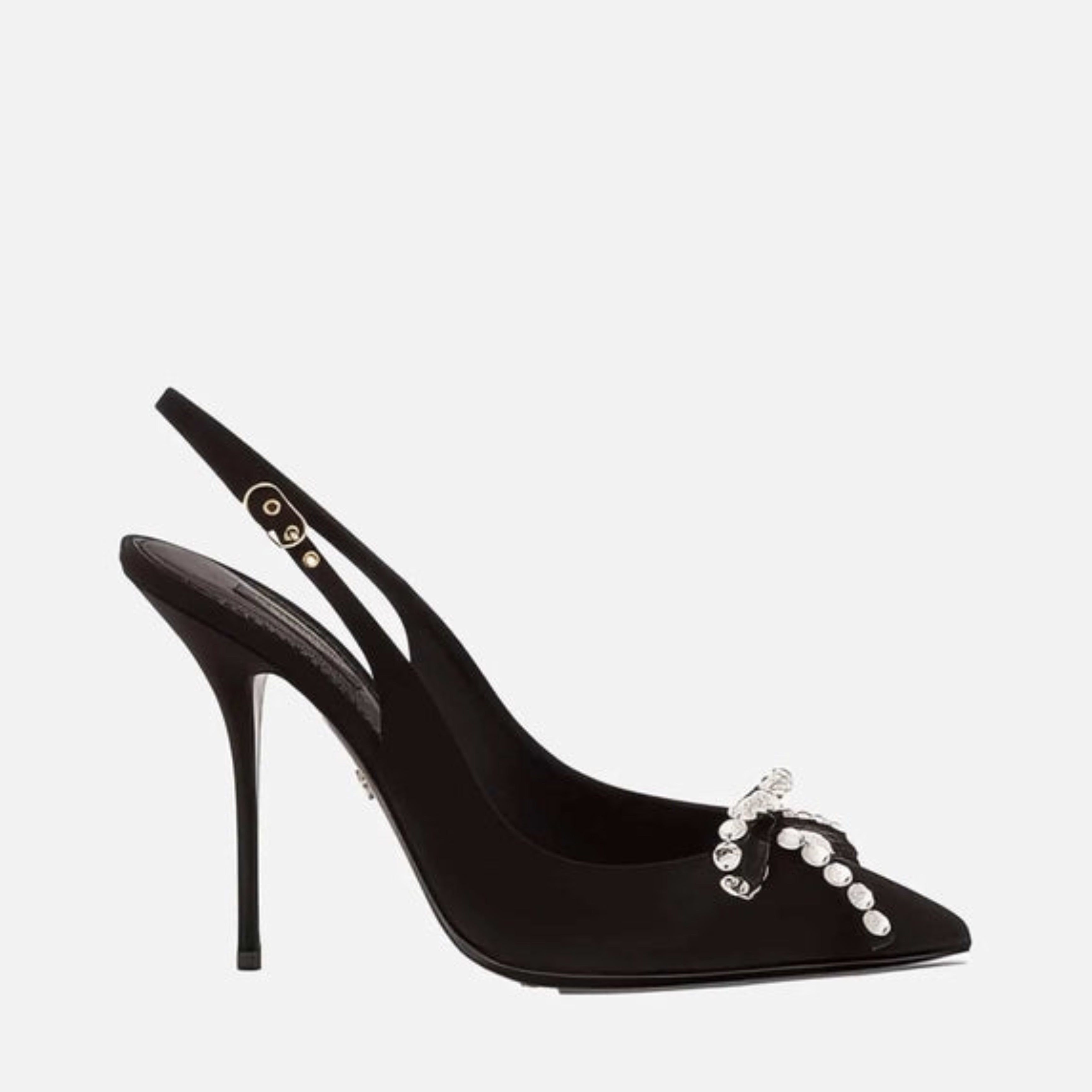 Дамски луксозни обувки на висок ток в черно с кристали DOLCE & GABBANA Women’s Black Embellished Slingback Heels