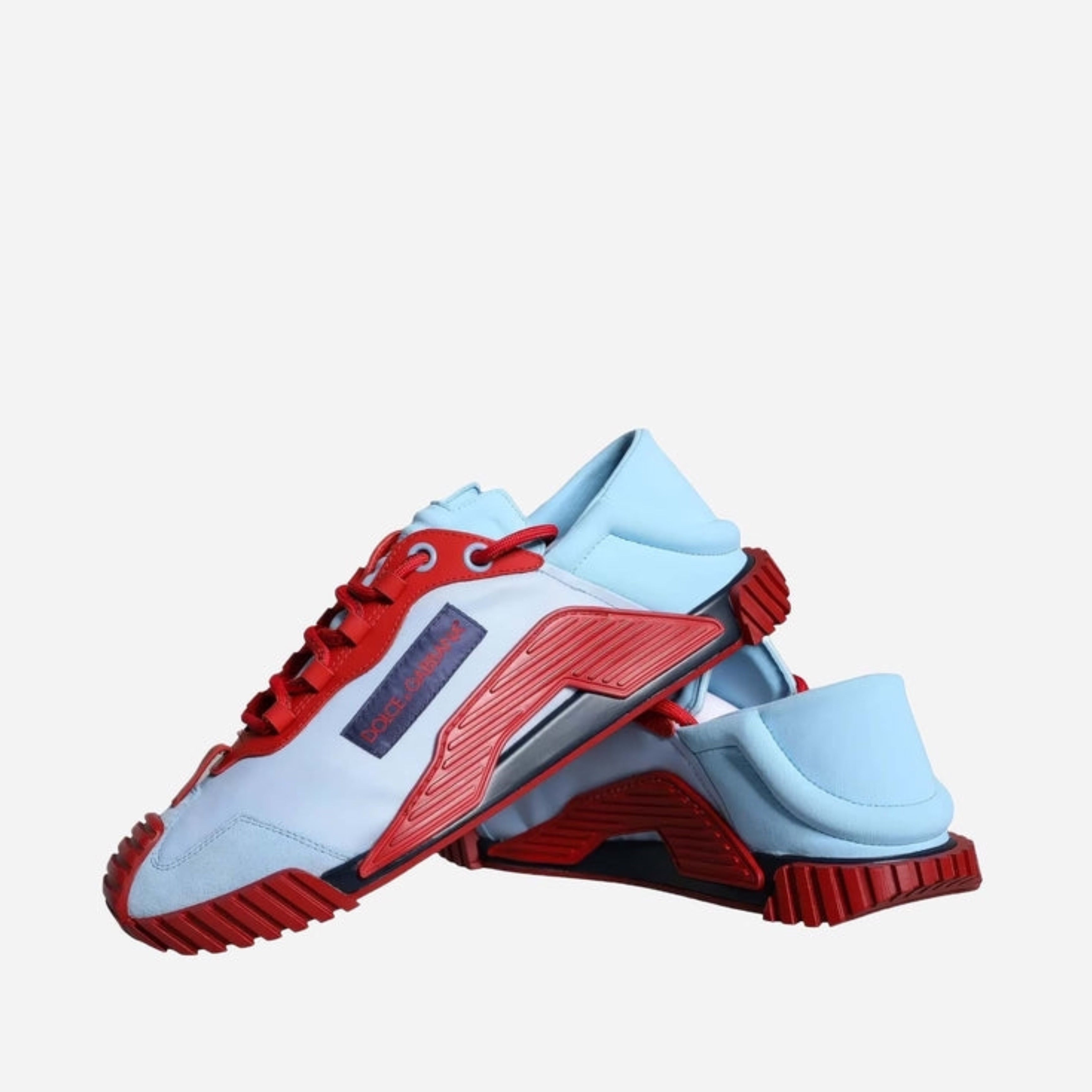 Мъжки луксозни кецове в светло синьо и червено Dolce & Gabbana Men’s Light Blue / Red NS1 Low Top Sneakers