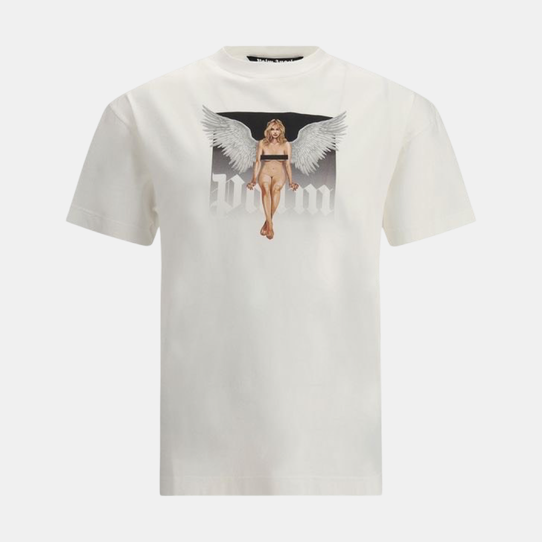 Мъжка бяла тениска Palm Angels Crystal Pin Up Men T-Shirt