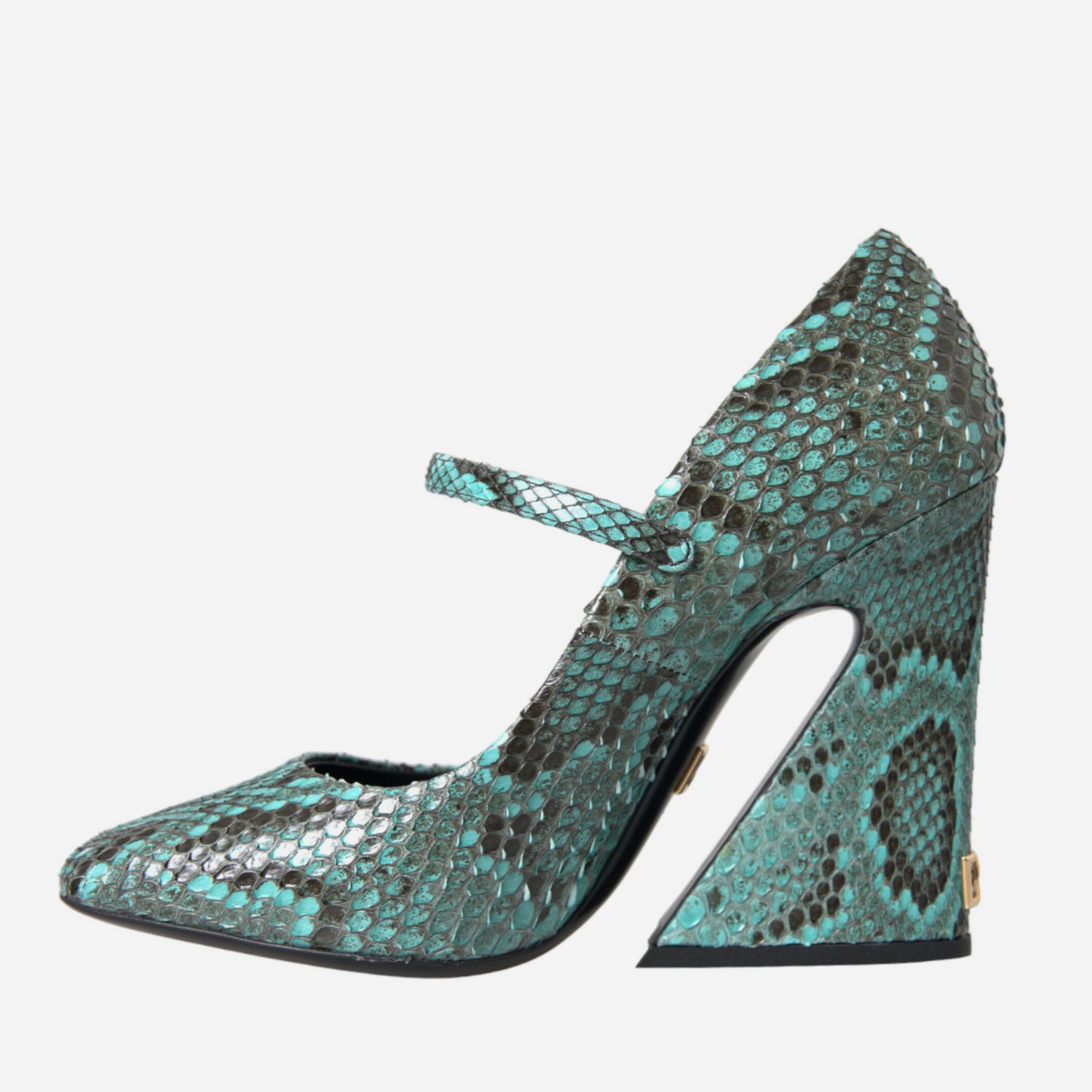 Дамски луксозни елегантни обувки на високи токчета Dolce & Gabbana Women’s Aqua Python Leather Mary Jane Pumps Heels