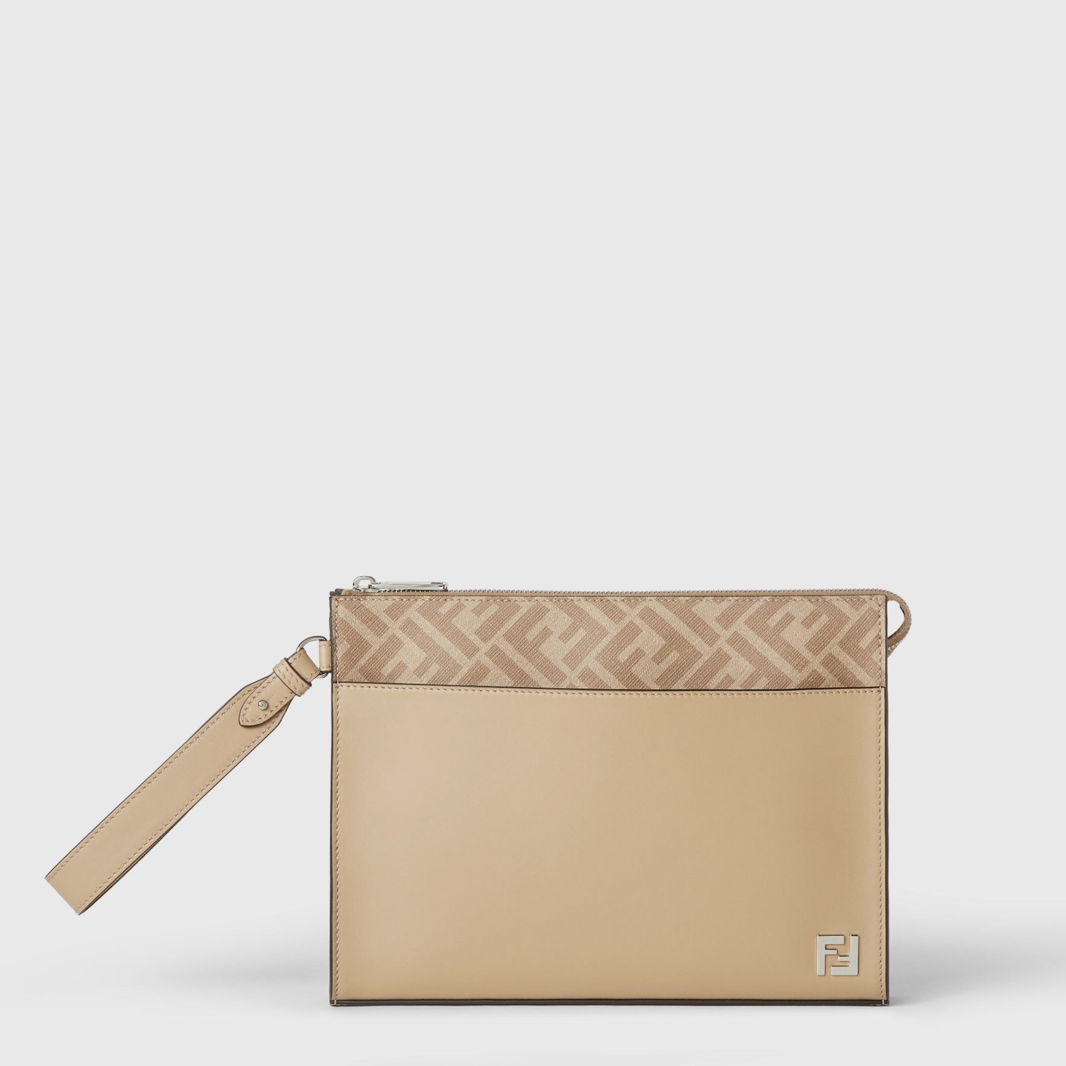 Мъжка клъч чанта Men’s FF Squared clutch bag FENDI 7VA491AV83F19VE Beige front view
