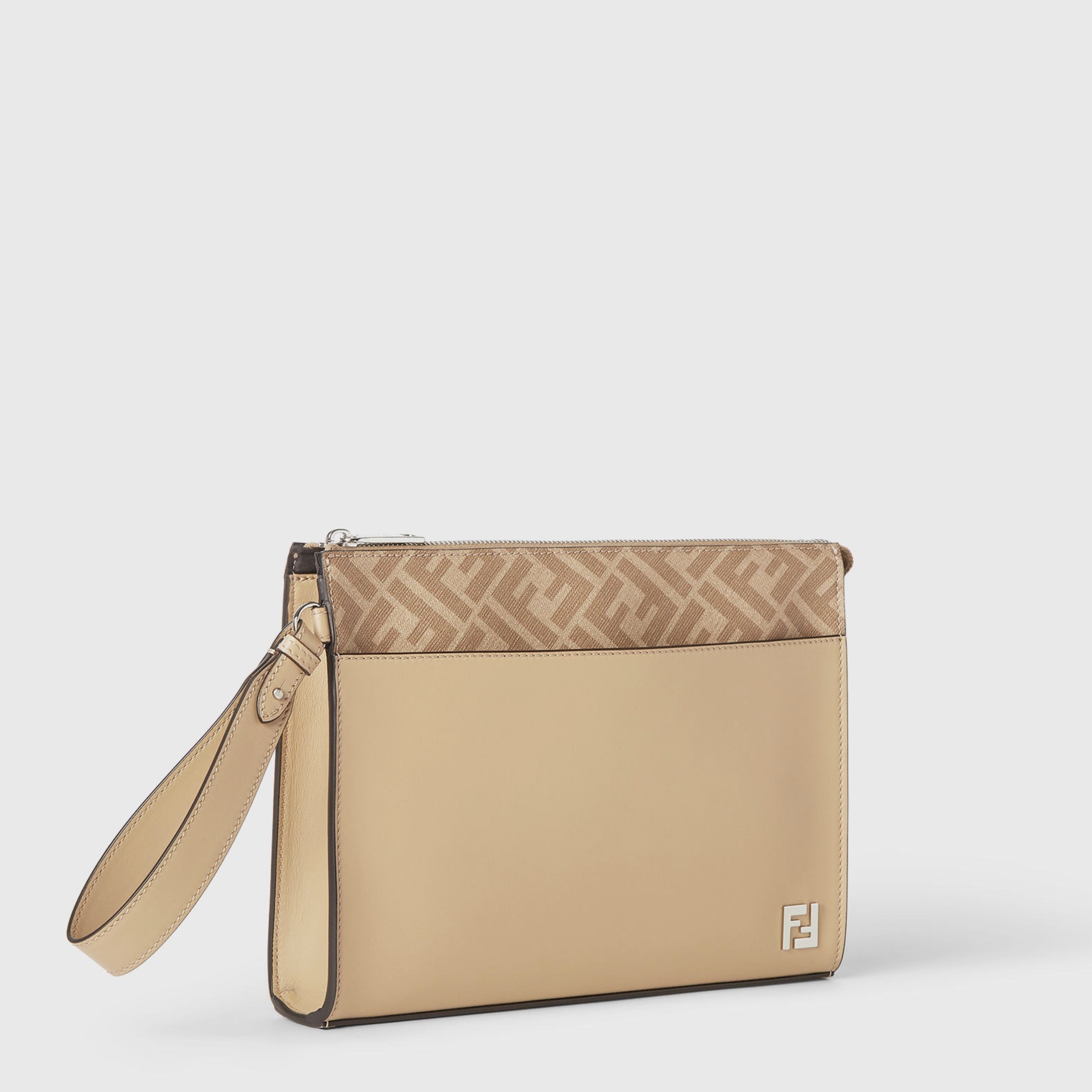 Мъжка клъч чанта Men’s FF Squared clutch bag FENDI 7VA491AV83F19VE Beige angled view