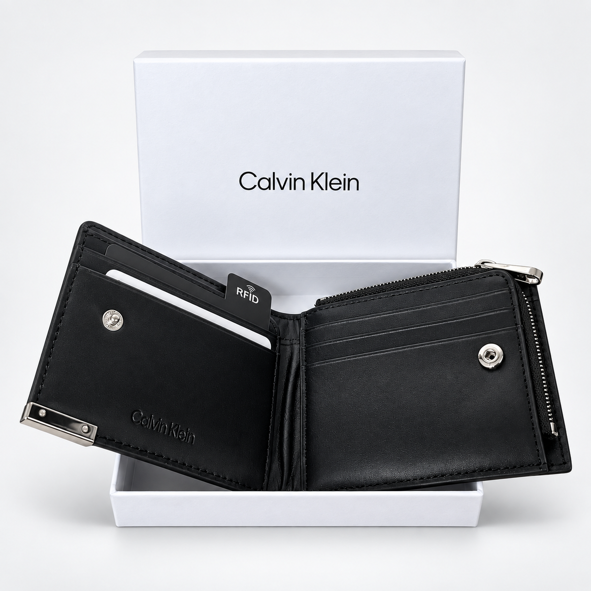 Men's bifold wallet Calvin Klein
K50K509974 BAX Black open view