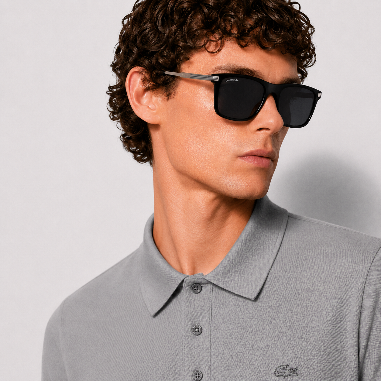 Мъжки метални слънчеви очила Men’s metal sunglasses LACOSTE L960S 001 Black lifestyle view