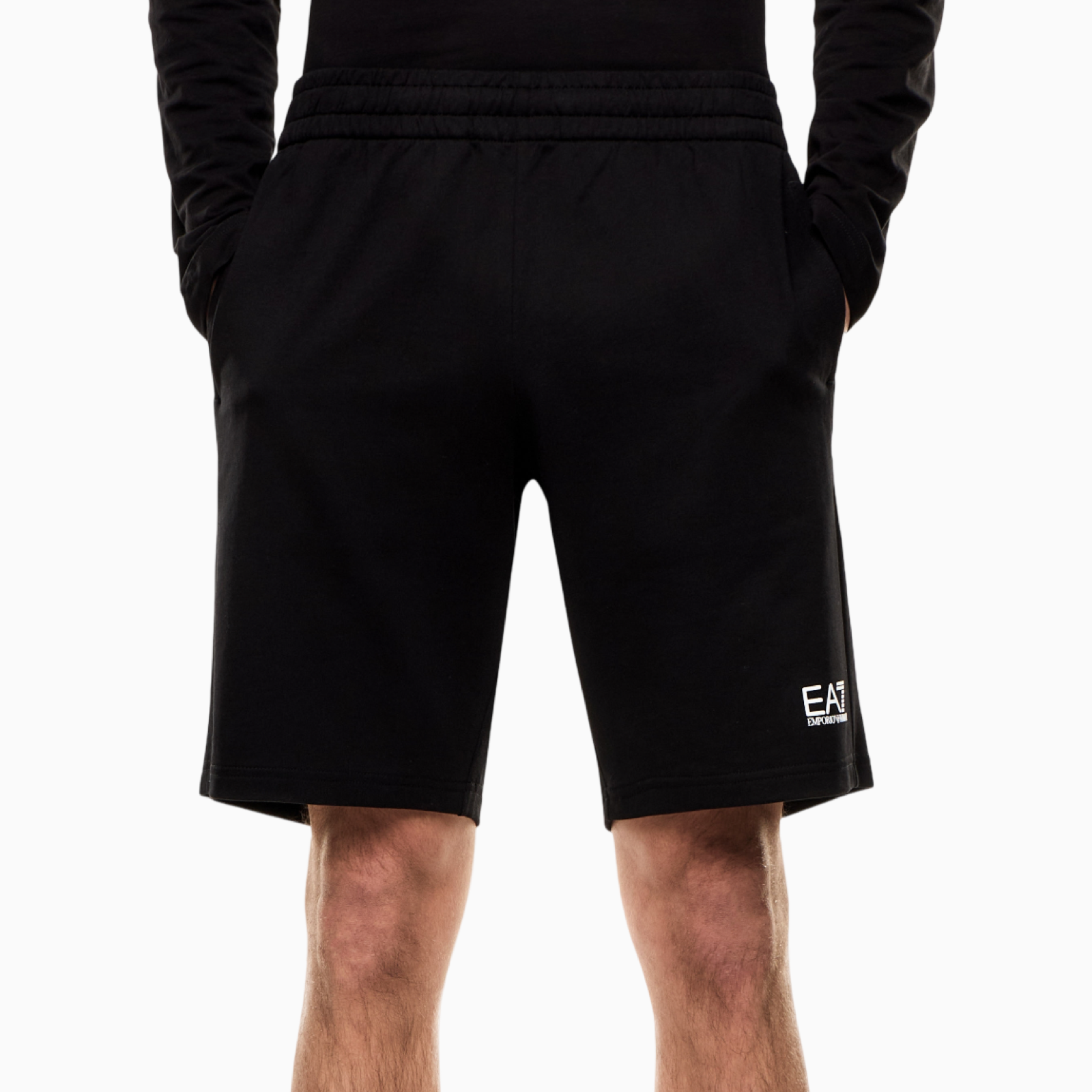 Мъжки къси памучни панталони Men’s shorts EA7 Emporio Armani 8NPS65 PJVRZ 1200 Black front view