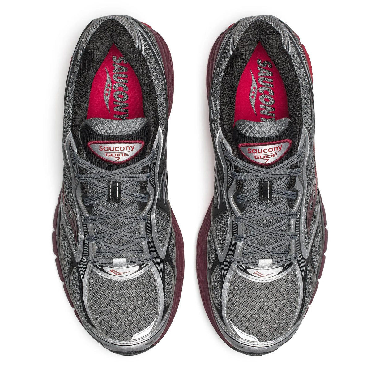 Мъжки маратонки Saucony Progrid Guide 7 S101493-1013 (сребристо / Maroon) Изглед отгоре