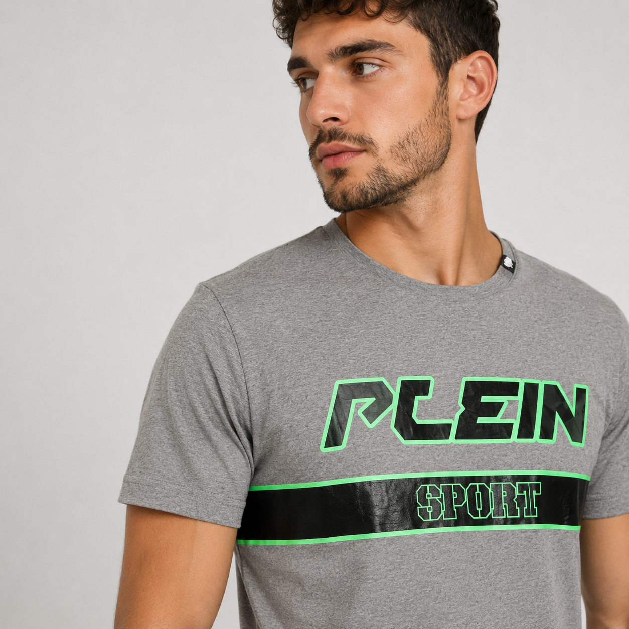 Мъжка сива тениска Plein Sport Men T-shirt TIPS105 94GR Close-Up
