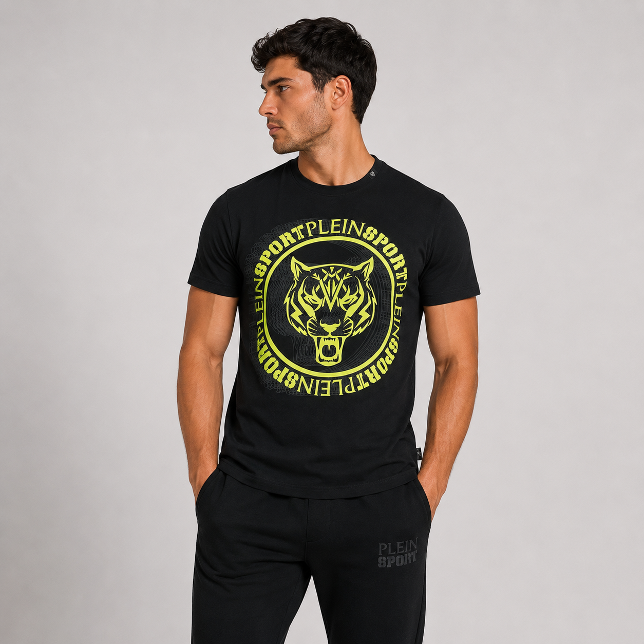 Мъжка черна тениска Plein Sport Men T-shirt TIPS1115 99 Front View