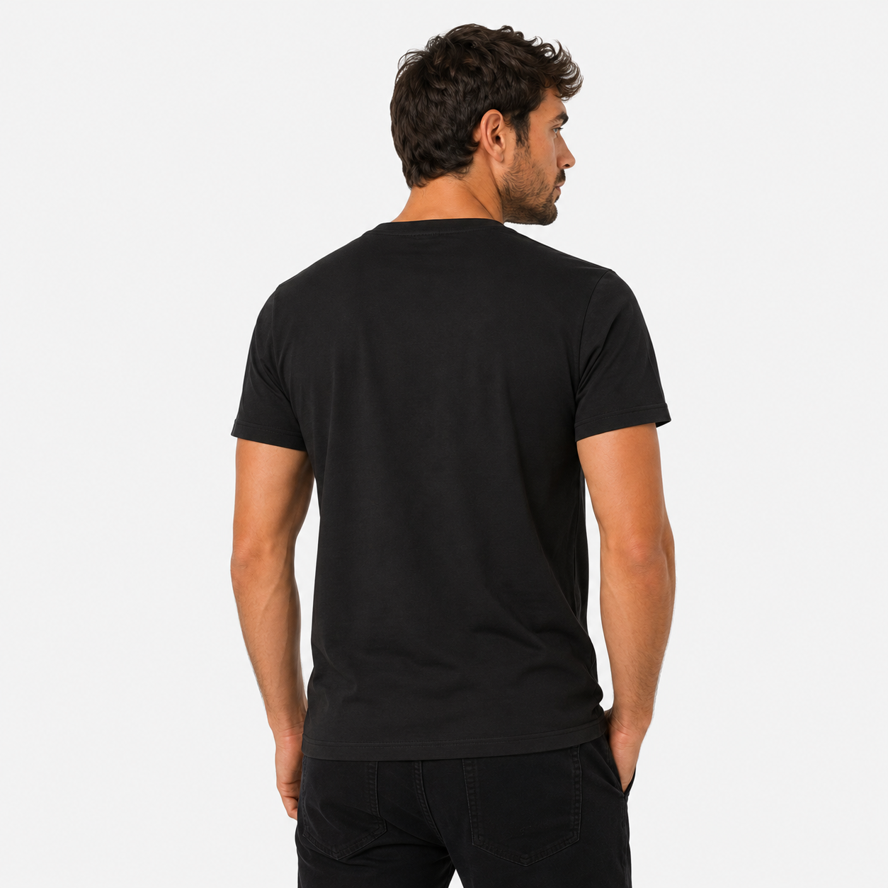 Мъжка черна тениска Tommy Hilfiger Jeans Men T-shirt DM0DM20740 BDS Back View