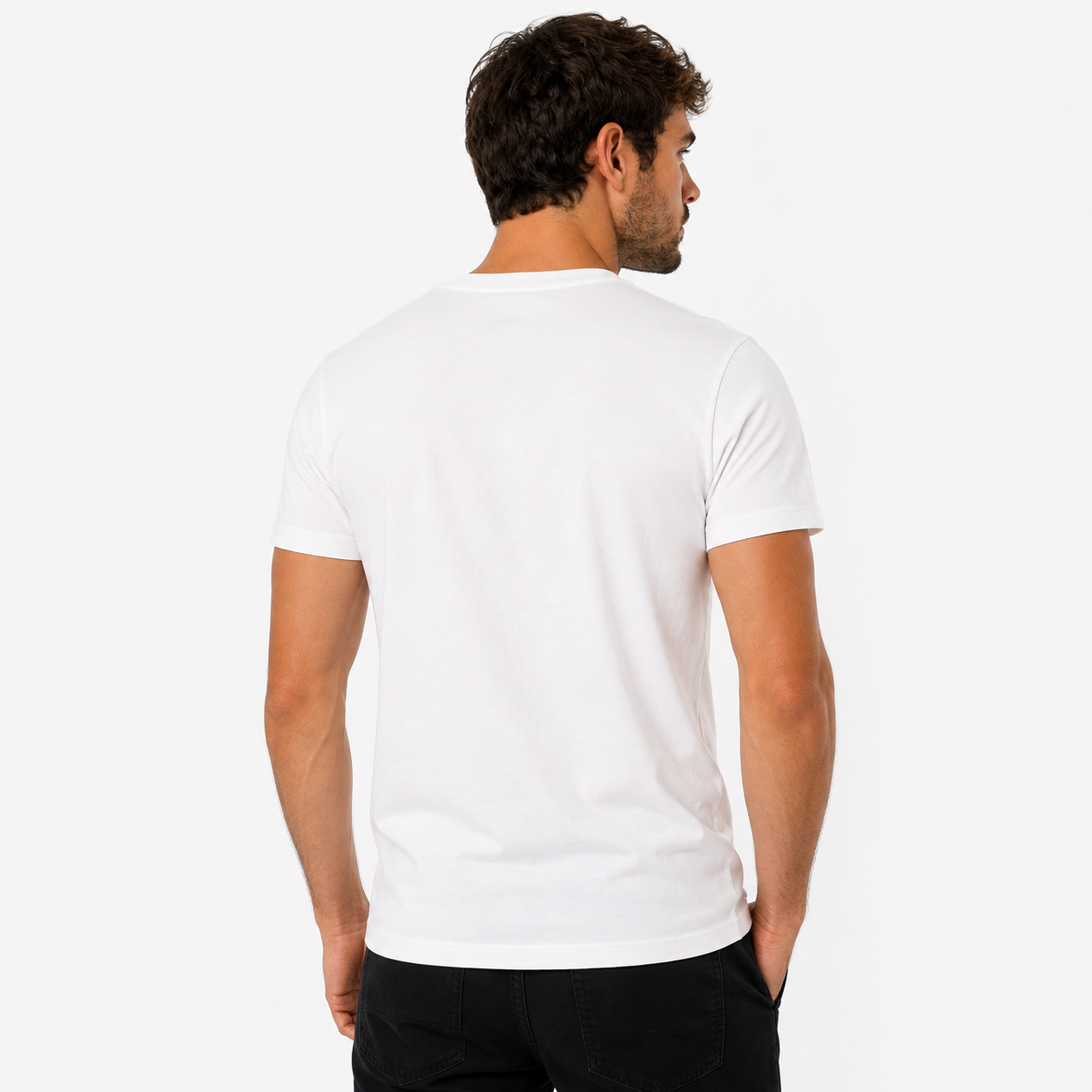 Мъжка бяла тениска Tommy Hilfiger Jeans DM0DM20740 YBR Back View