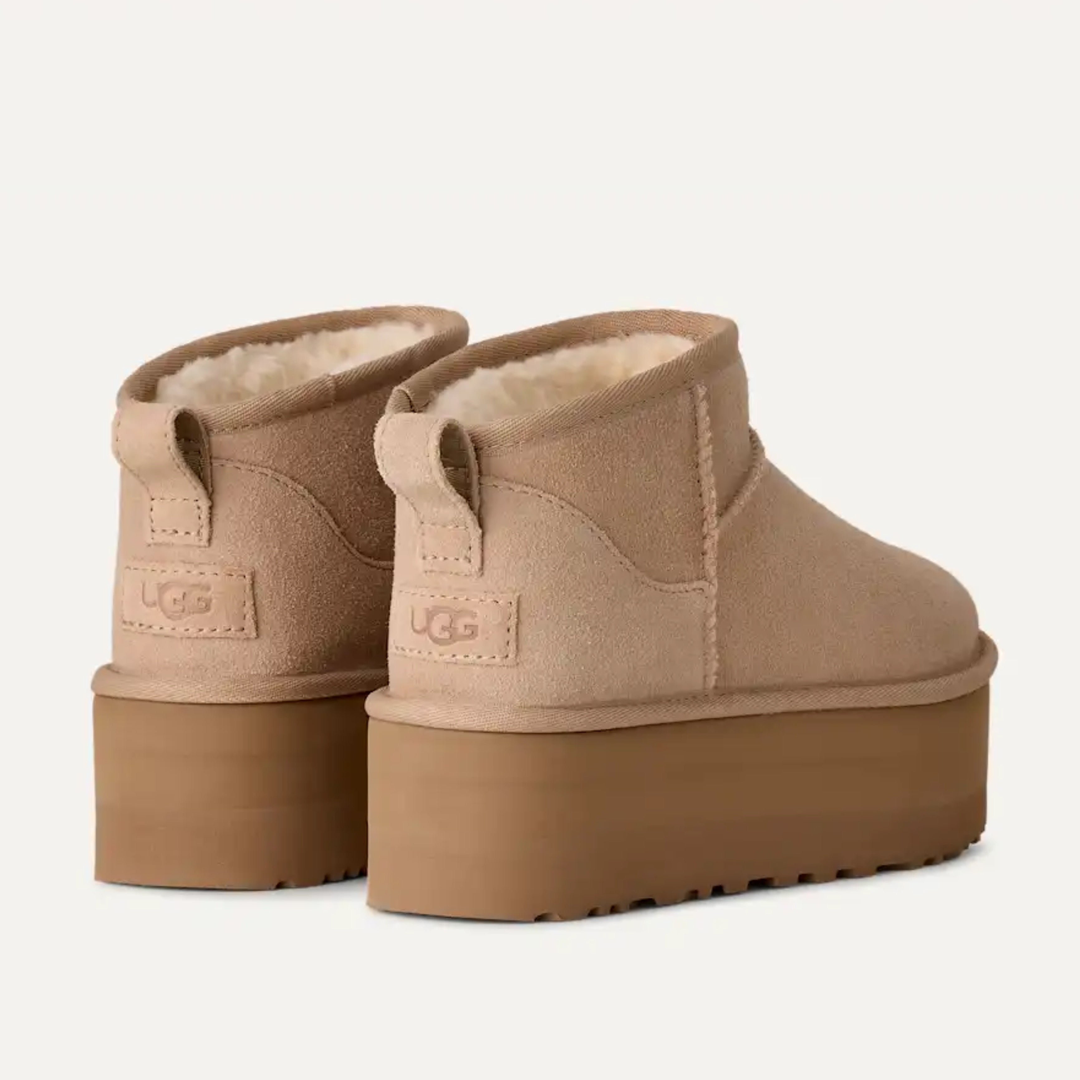 Дамски боти Women’s ankle boots UGG Classic Ultra Mini Platform Boot 1135092 Sand heels view