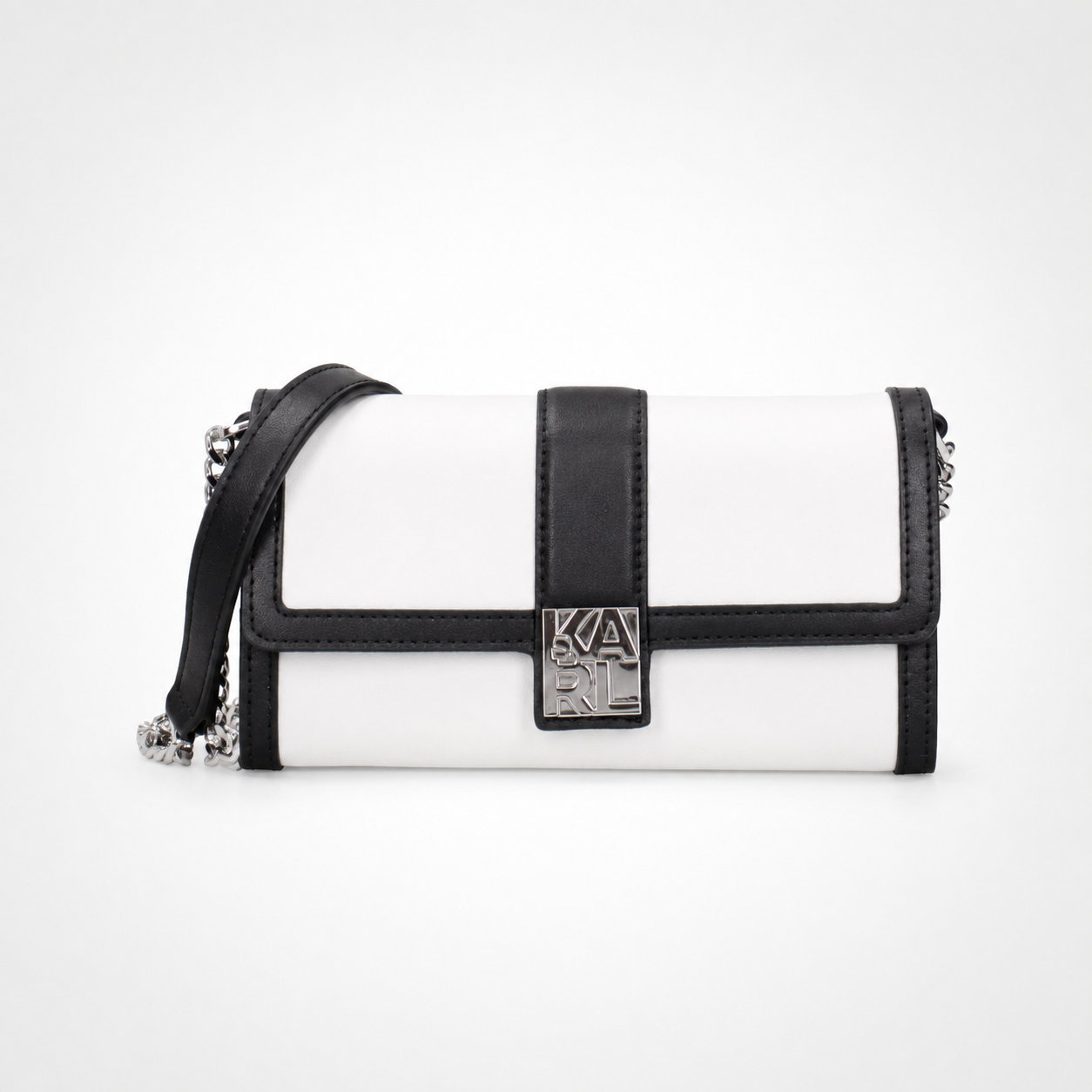 Дамска клъч чанта Women’s clutch bag Karl Lagerfeld BSW32001101 White and Black front view