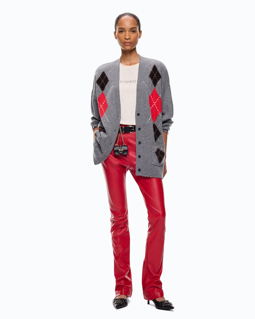 Дамска жилетка от мериносова вълна Women’s merino wool cardigan Pinko 107291A3IEIL1 head to toe view