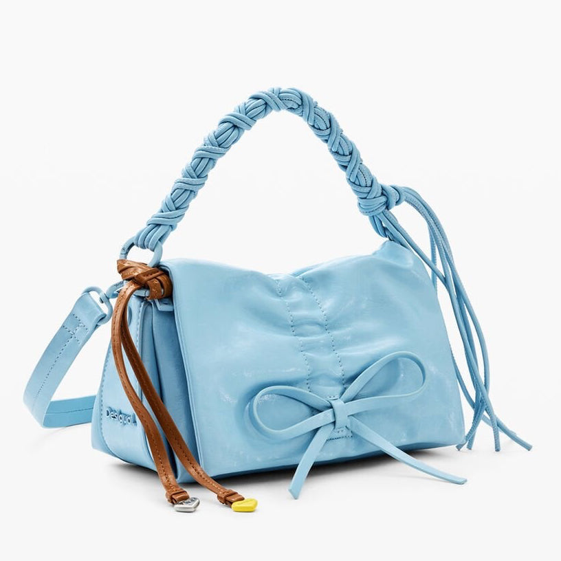 Дамска чанта за ръка Women’s shiny bow bag Desigual 26SAXPBO5048 Light Blue angled view
