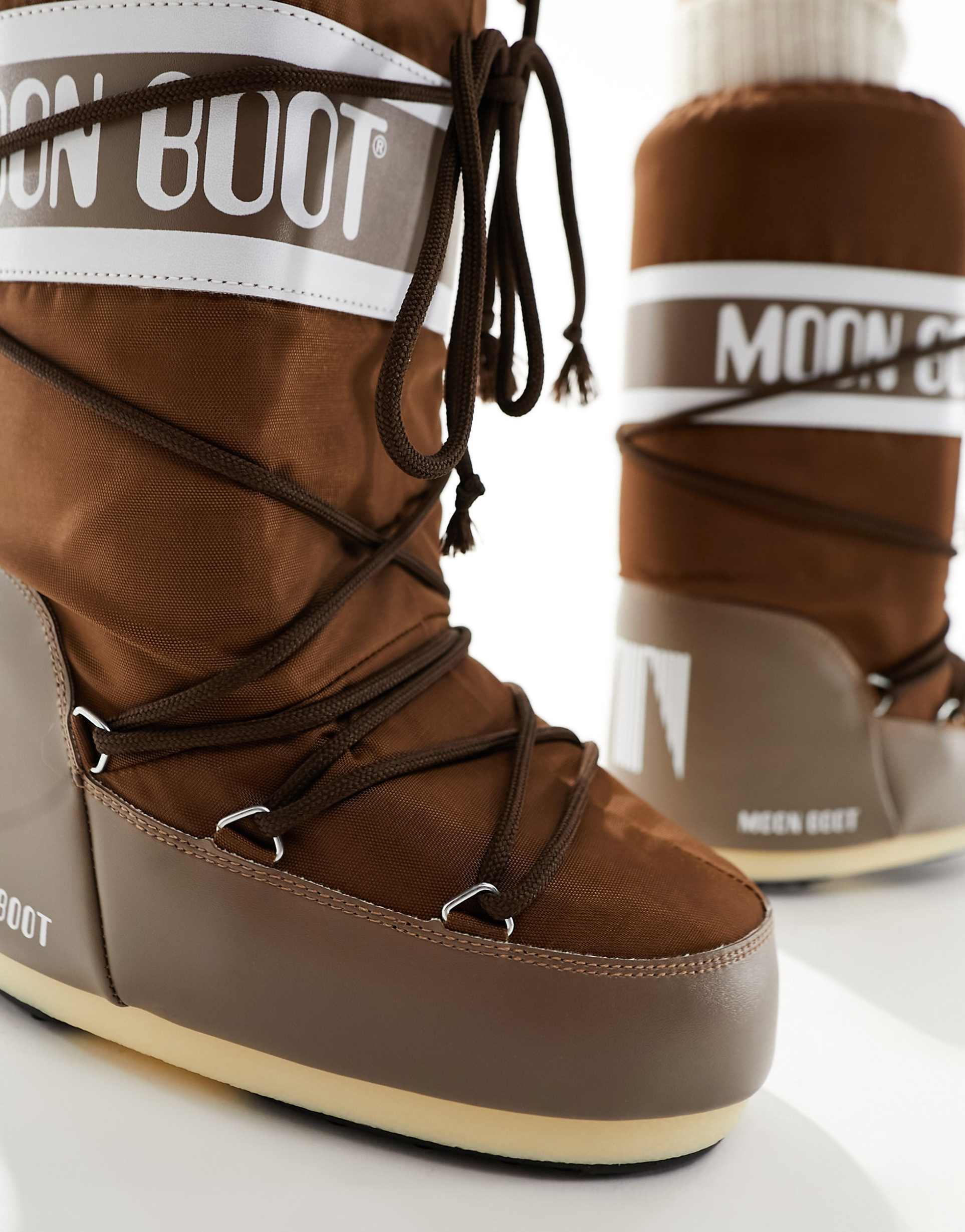Дамски апрески Women’s snow boots MOON BOOT Icon Nylon 80D1400440 M005 Brown close up view