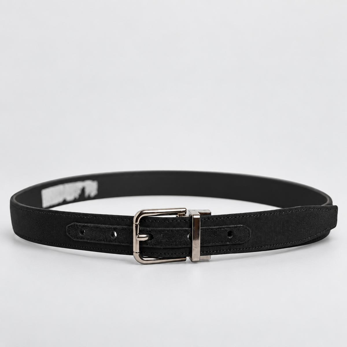 Dolce & Gabbana Black Classic Leather Silver Tone Buckle Belt - BC4056 AL697 - studio view 2