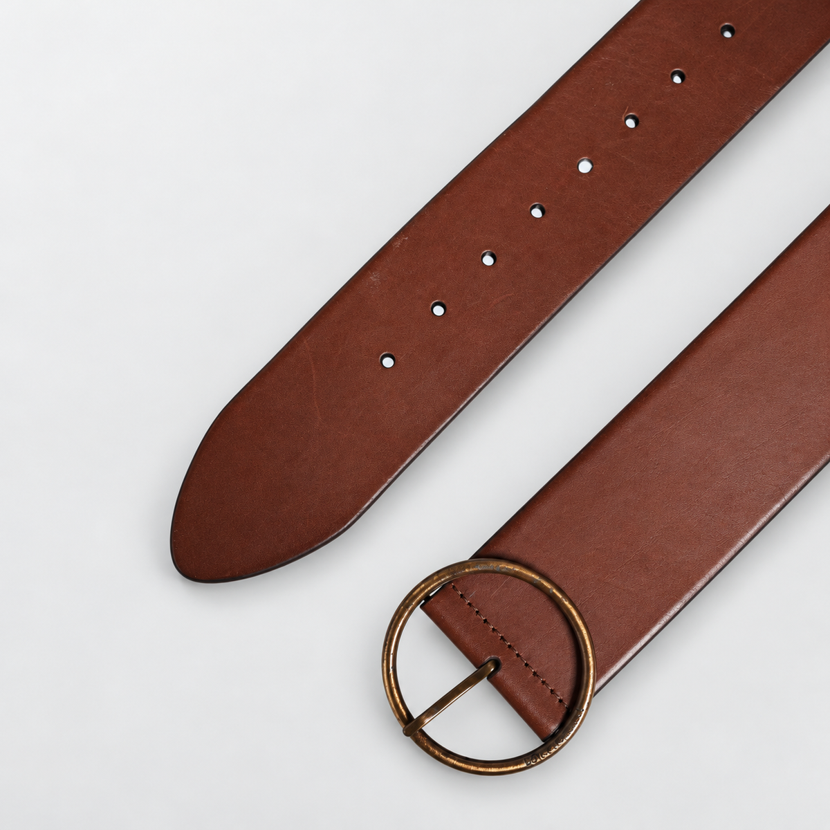 Dolce & Gabbana Brown Leather Wide Waist Metal Round Belt - BC4702 AO358 80044 - studio view 7