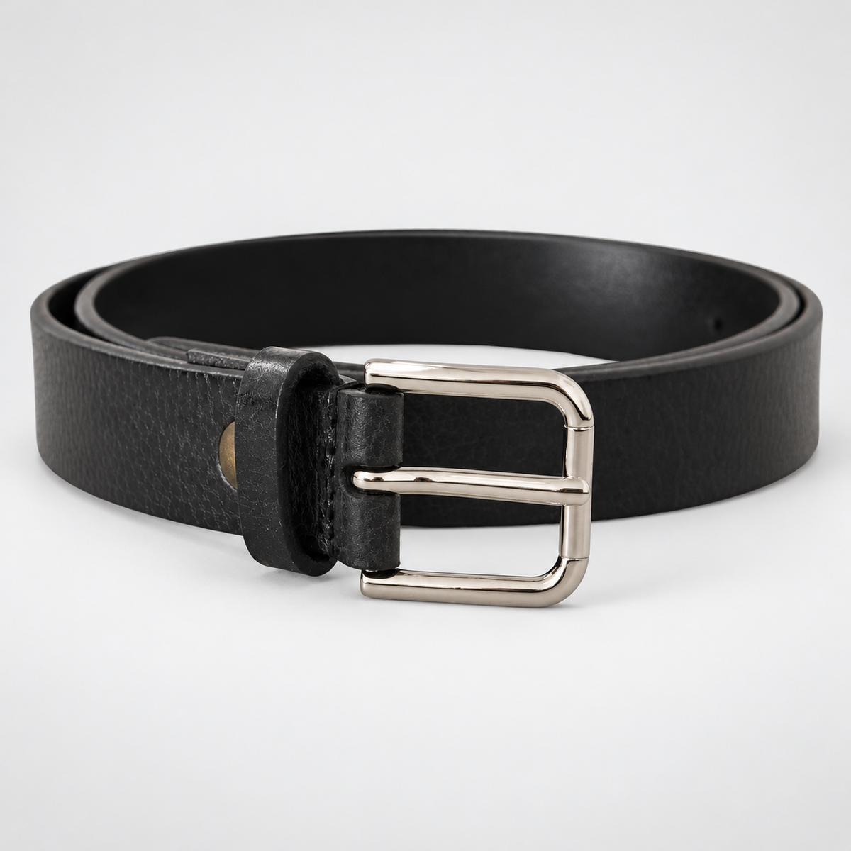 Dolce & Gabbana Calf Leather Silver Tone Black Metal Buckle Belt - studio view 1