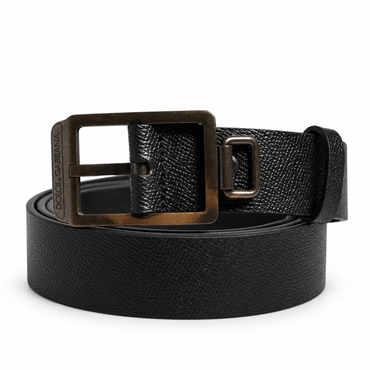 Men's belt Dolce & Gabbana SKU: BC4590 B5788 - front coiled view