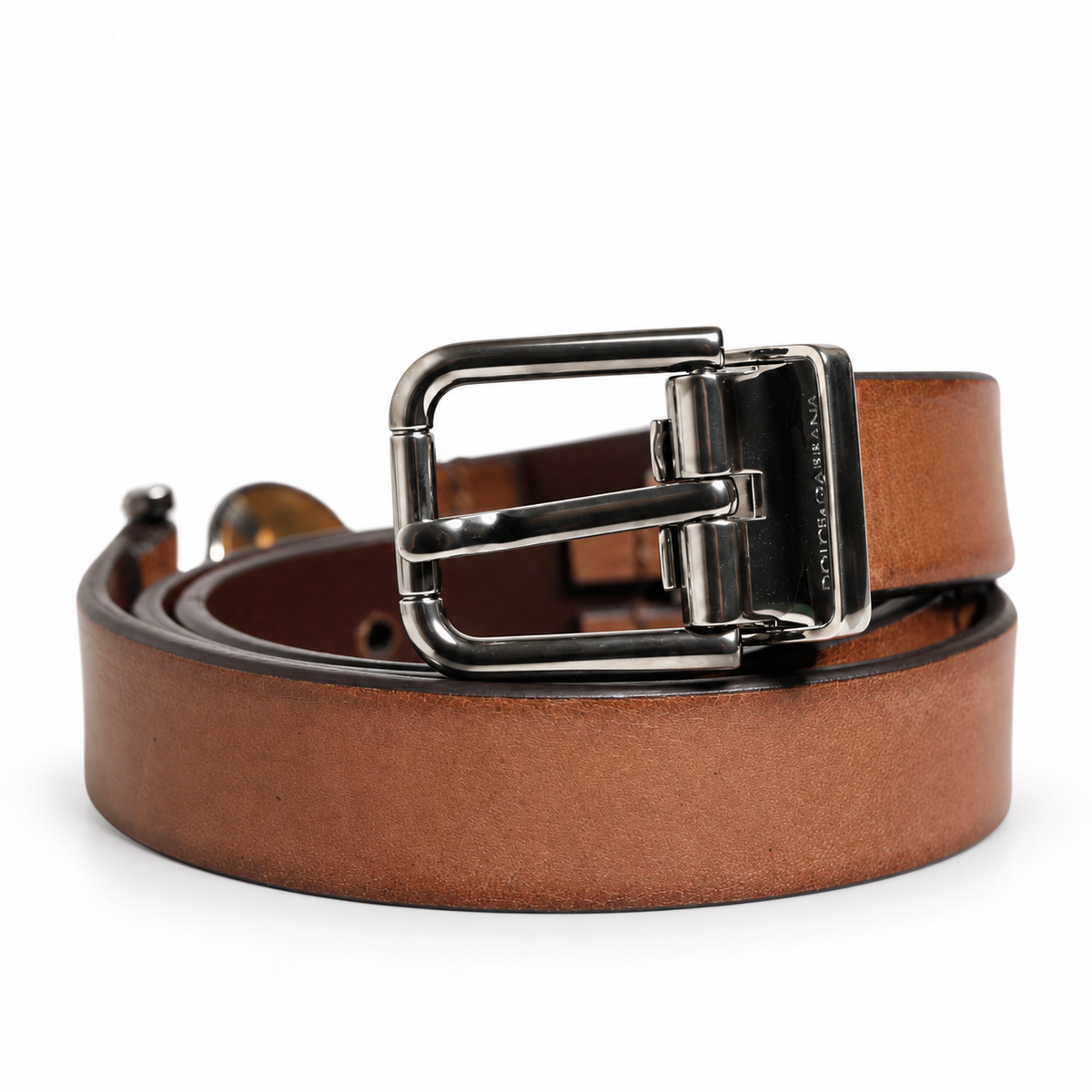 Men's belt Dolce & Gabbana SKU: BC4811 AO163 - front coiled view