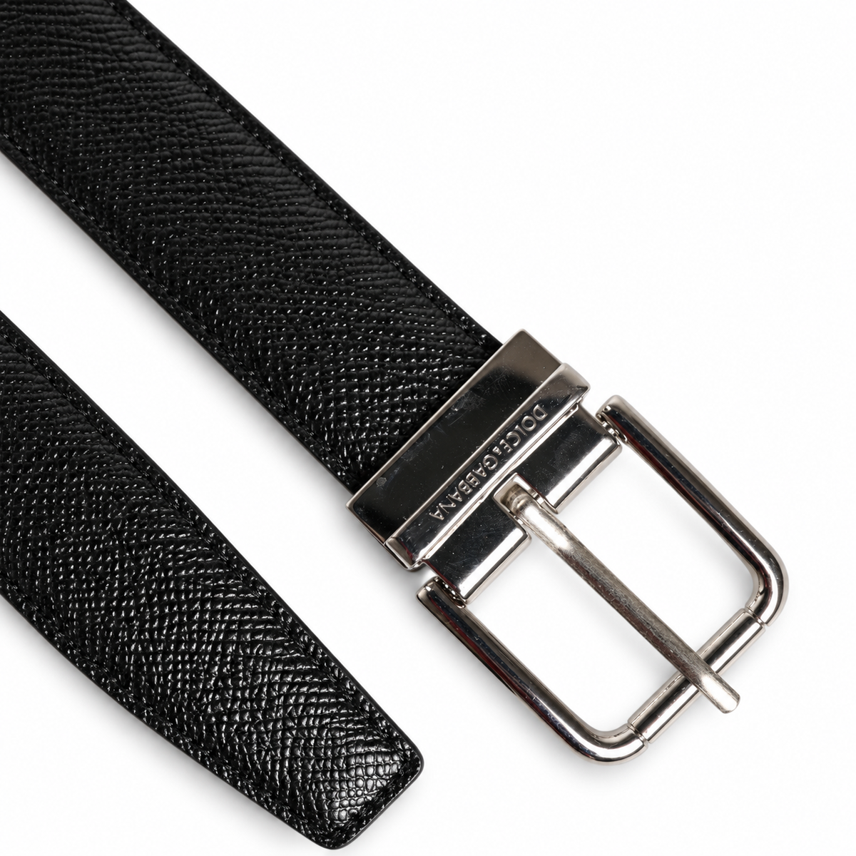 Men's belt Dolce & Gabbana SKU: BC3627 B5314 top view buckle and strap tip