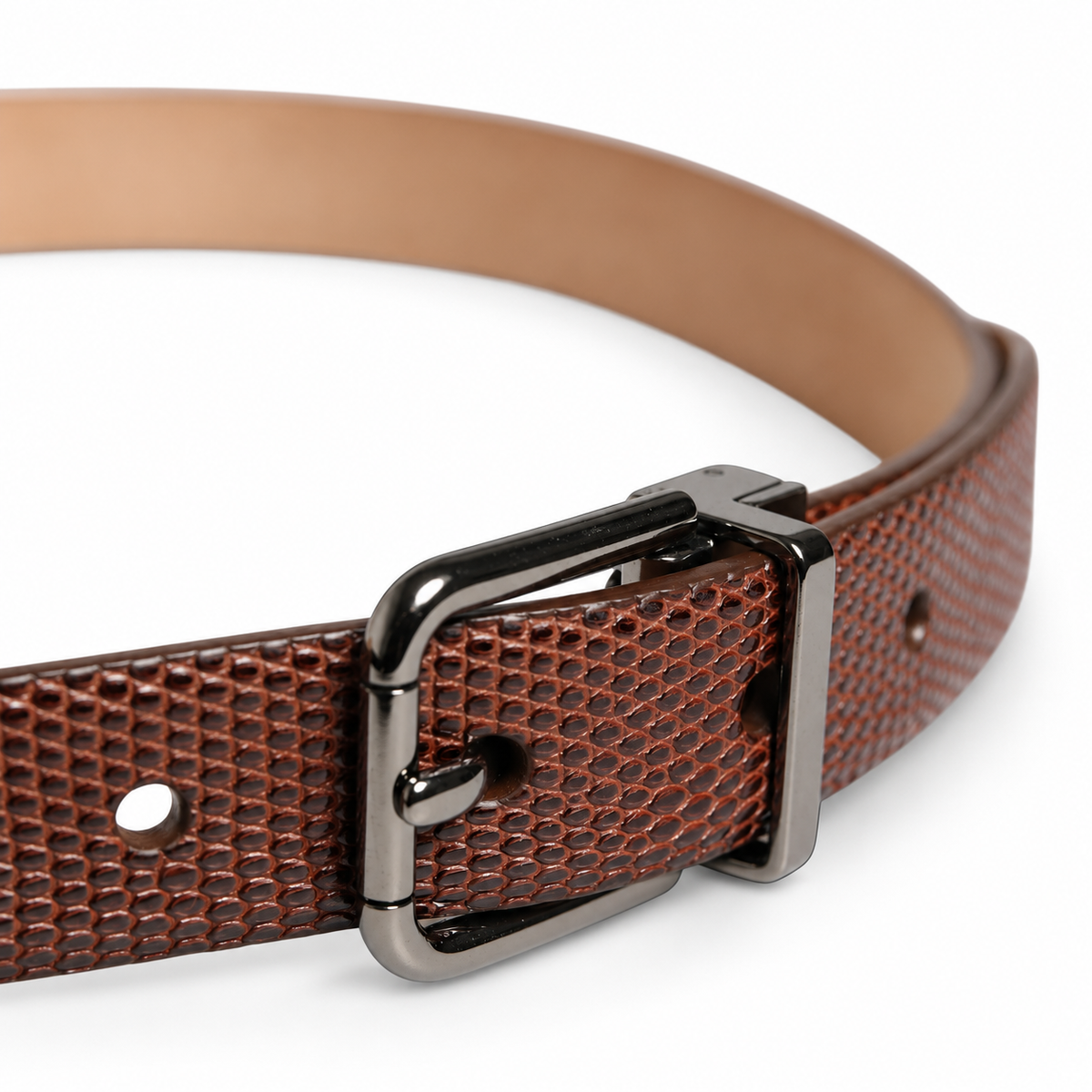 Dolce & Gabbana Men Brown Goatskin Leather Metal Buckle Belt - BC3614 A1275 - view 4
