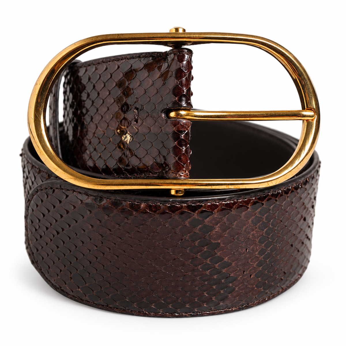 Dolce & Gabbana Brown Python Leather Gold Metal Buckle Belt - BE1401 A2W34 87295 - view 2