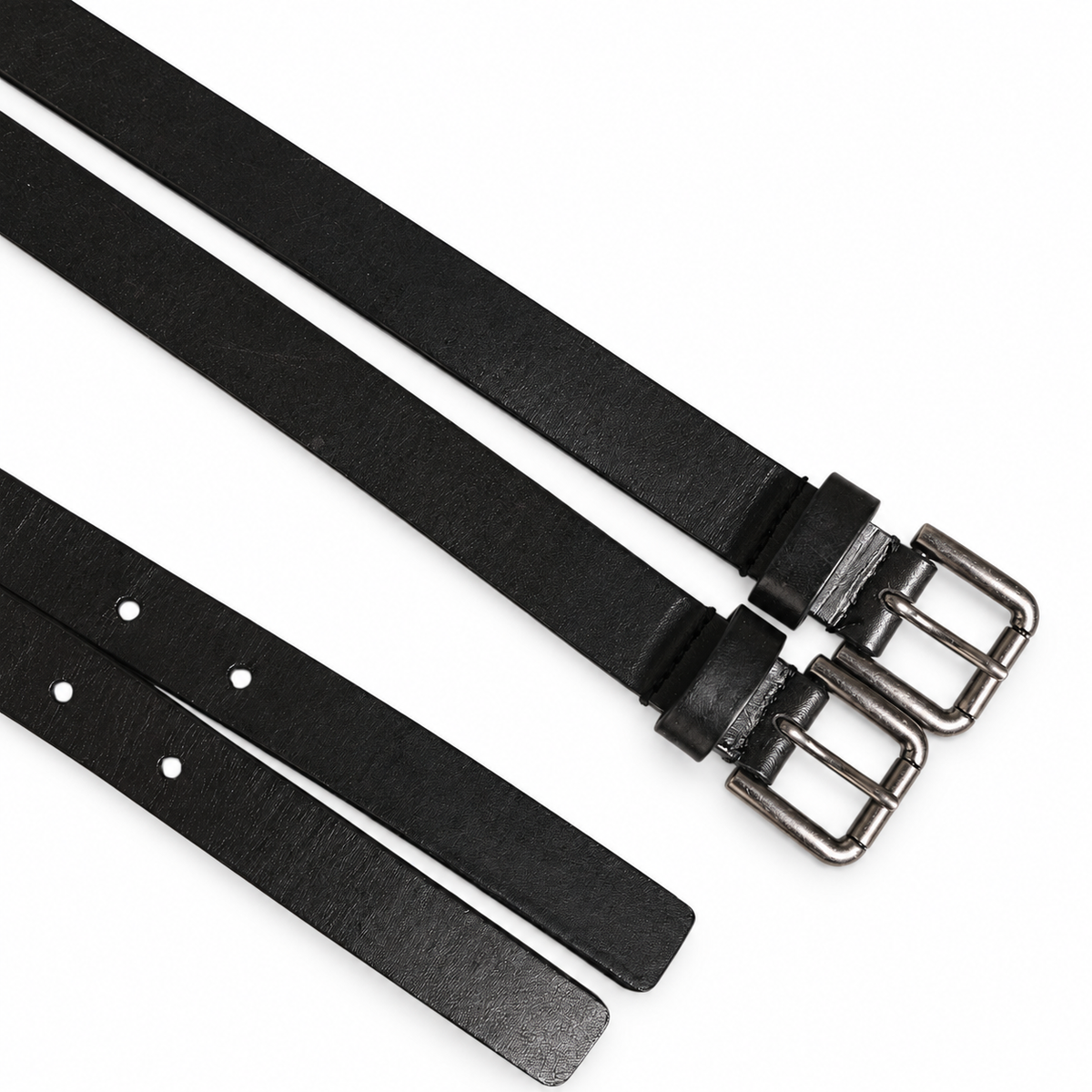 Dolce & Gabbana Black Double Strap Leather Silver Buckle Belt - BC4530 AX622 - view 3