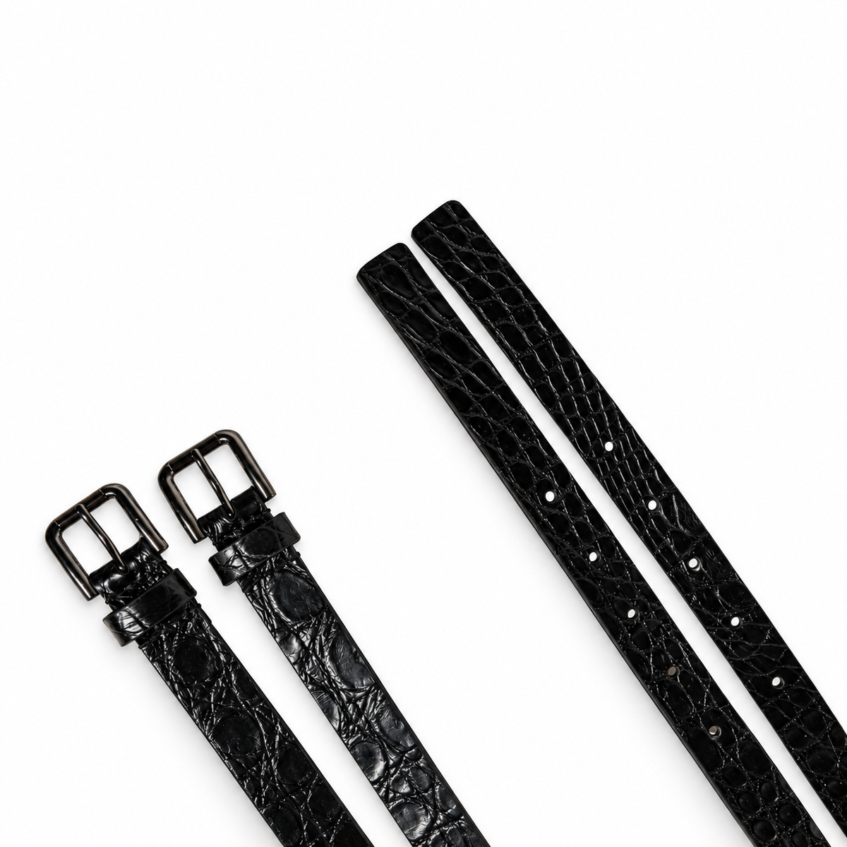 Dolce & Gabbana Black Double Strap Leather Silver Buckle Belt - BC4491 A2088 - view 6