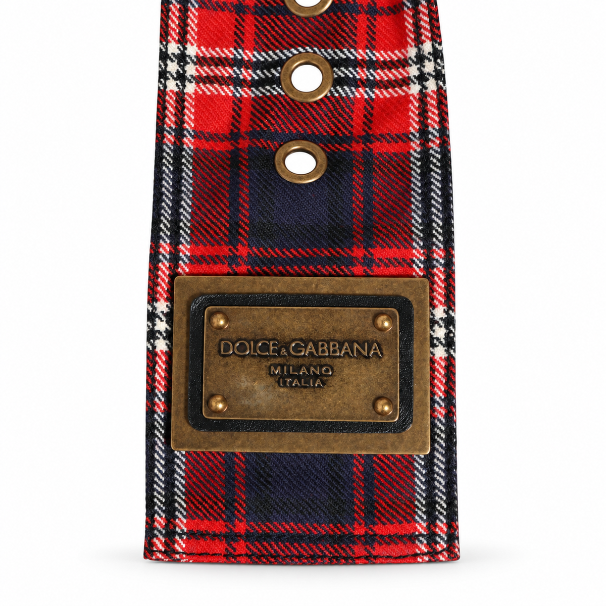 Dolce & Gabbana Red Plaid Fabric Logo Plate Brass Buckle Belt - BC4638 AO958 - view 4