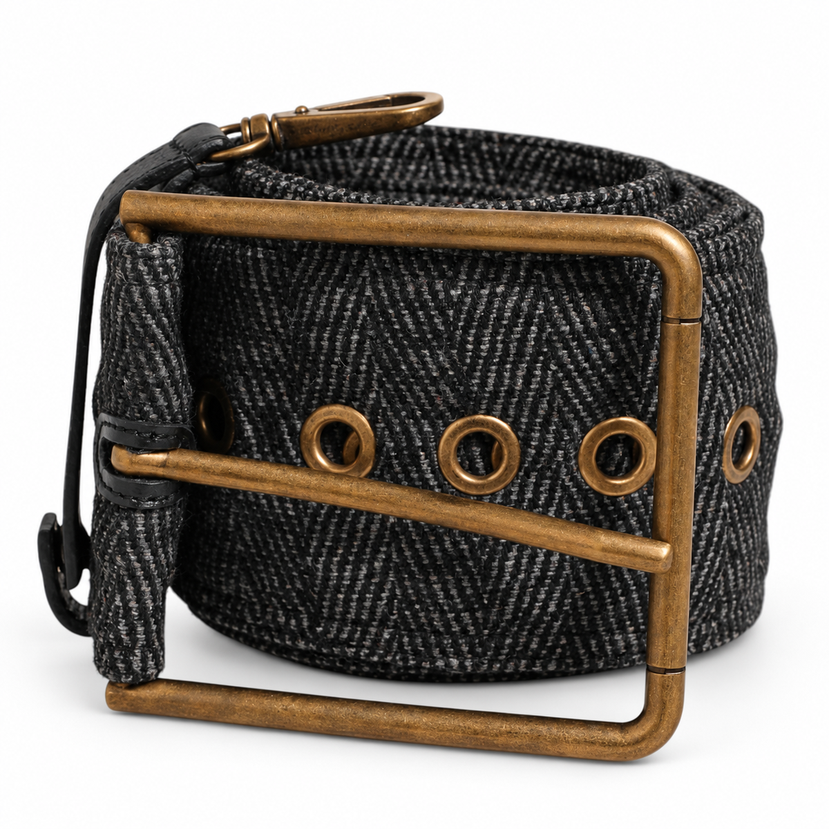 Dolce & Gabbana Grey Fabric Logo Plate Metal Brass Buckle Belt - BC4638 AO961 - view 1