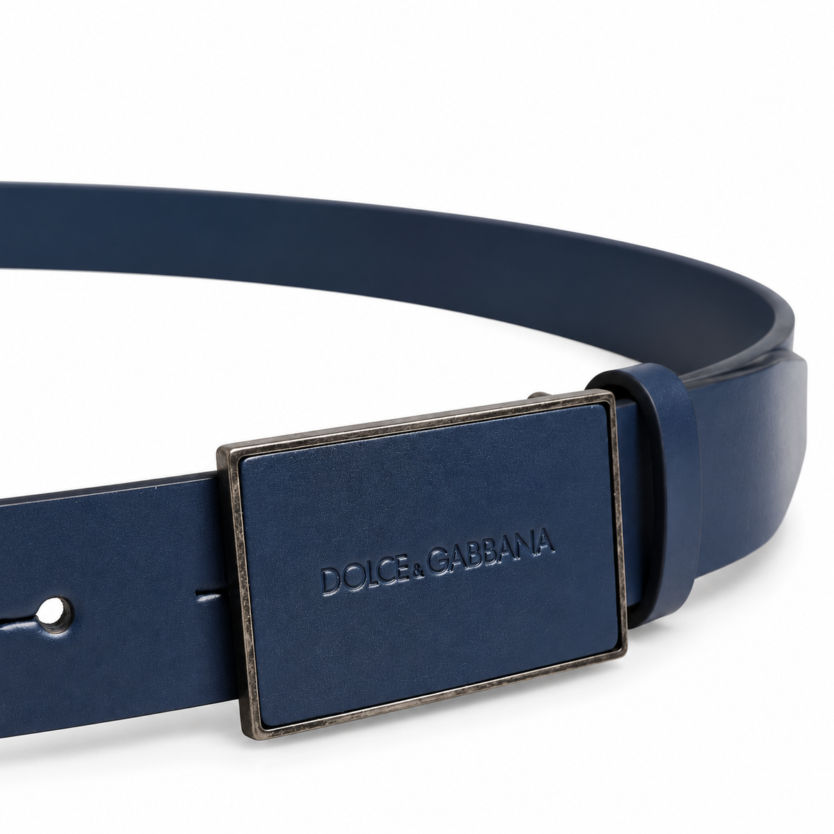Men's belt Dolce & Gabbana SKU: BC4588 B5796 buckle close up side view