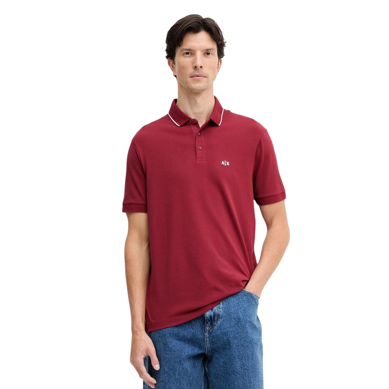 Мъжка бордо поло тениска Armani Exchange Men Polo XM001289 AF10363 Front View