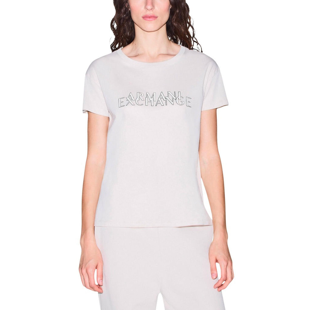 Дамска бежова тениска Armani Exchange Women T-shirt XW002957 AF10356 U1039 Front View