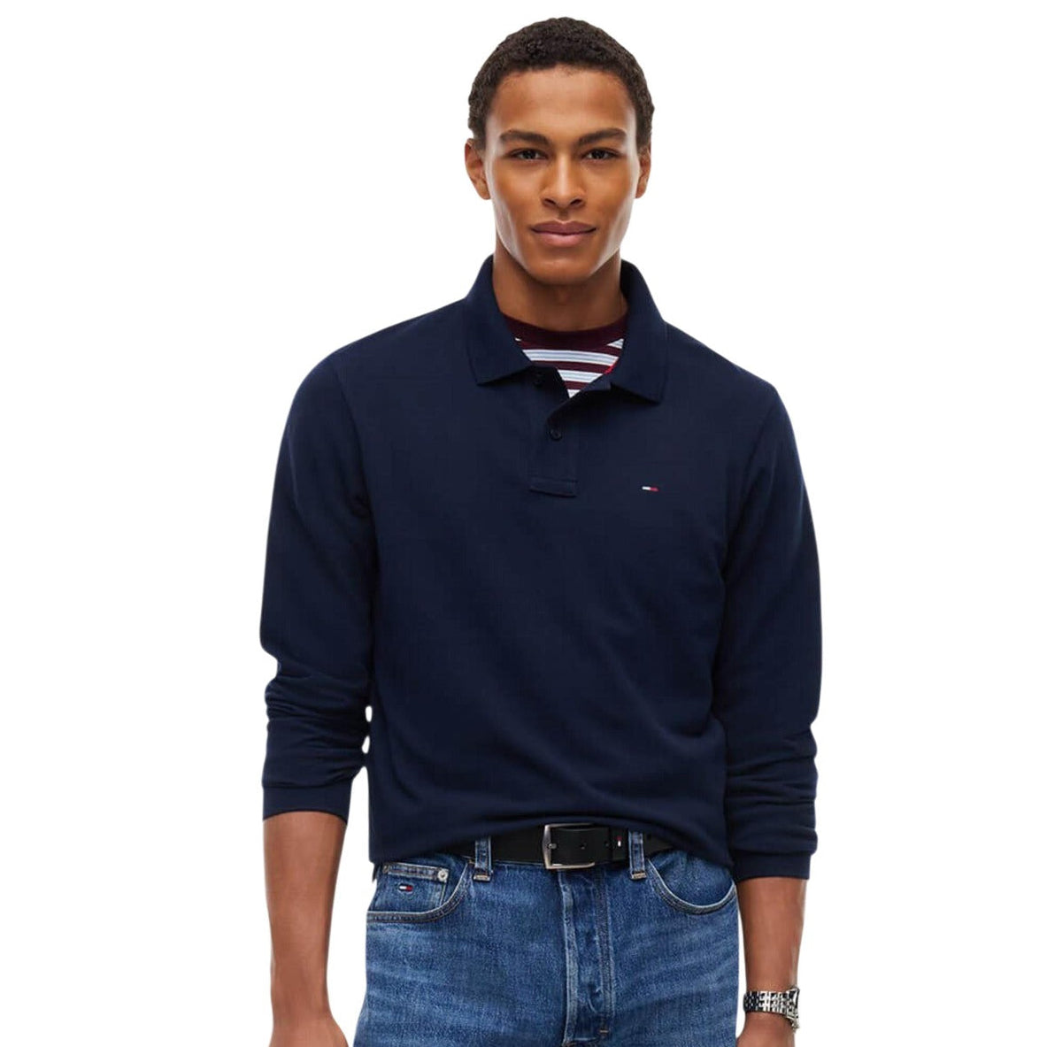Мъжка поло блуза Tommy Hilfiger Jeans Men Long Sleeve Polo DM0DM023630 C1G Front View