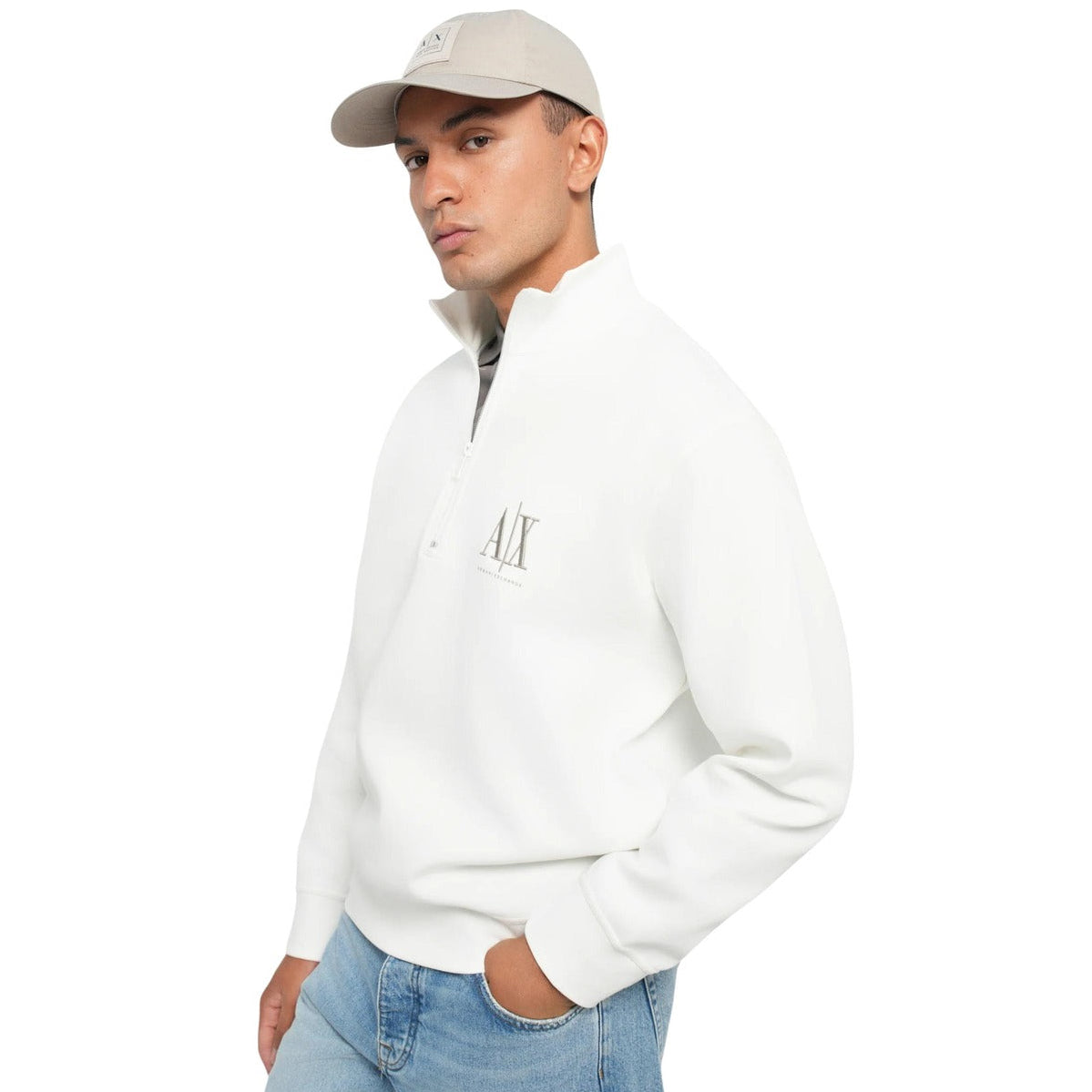 Мъжки бял суичър Armani Exchange Men Sweatshirt XM000370 AF10818 U0009 Side View