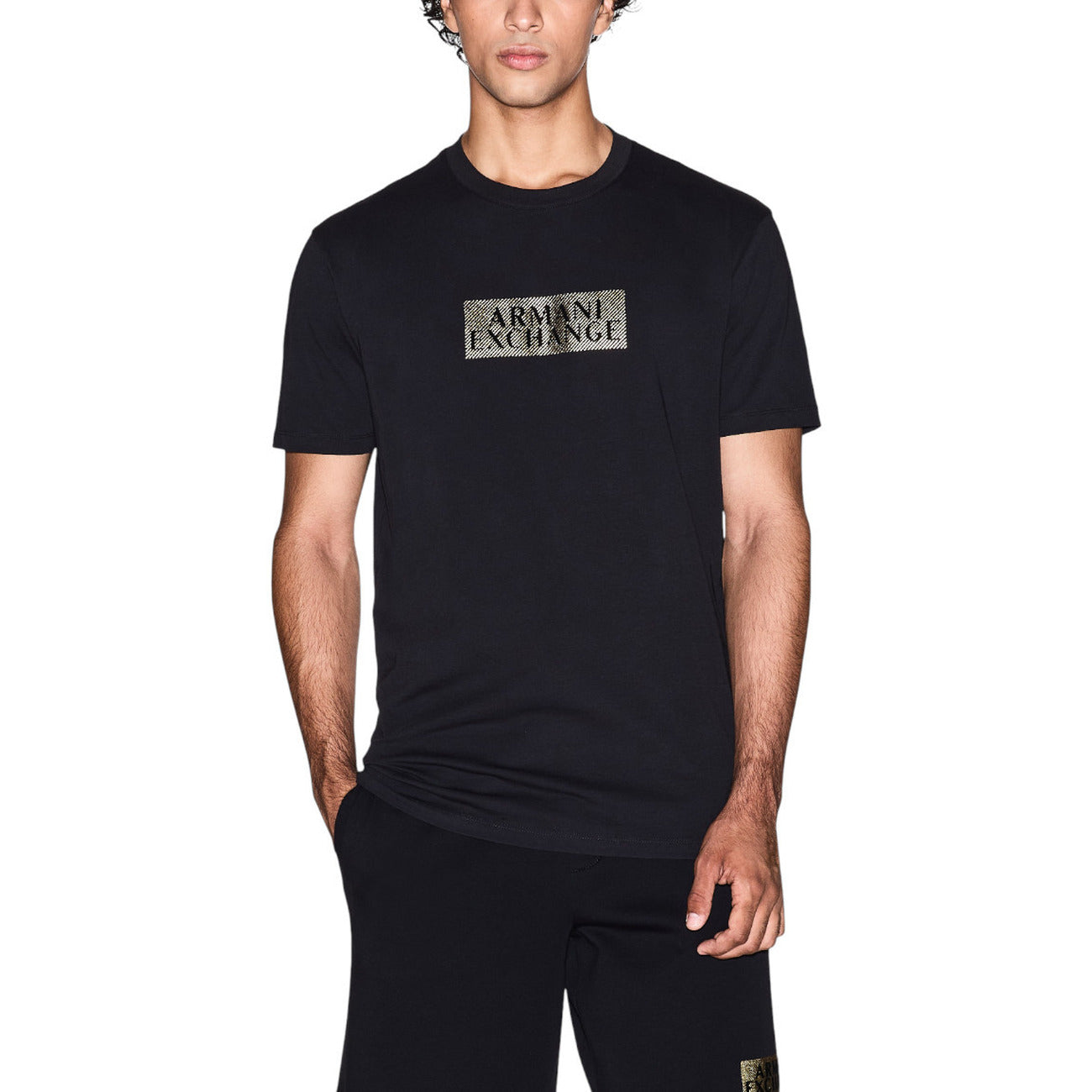 Мъжка черна тениска Armani Exchange Men T-shirt XM001911 AF10356 Front View