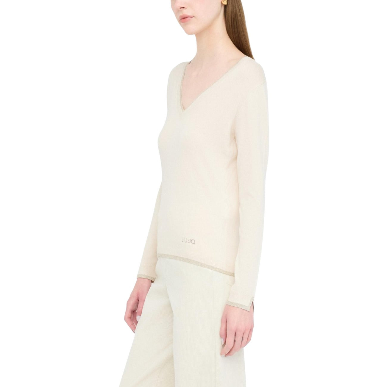 Дамски бежов пуловер Liu Jo Women Sweater MF5227 MS49I Side View