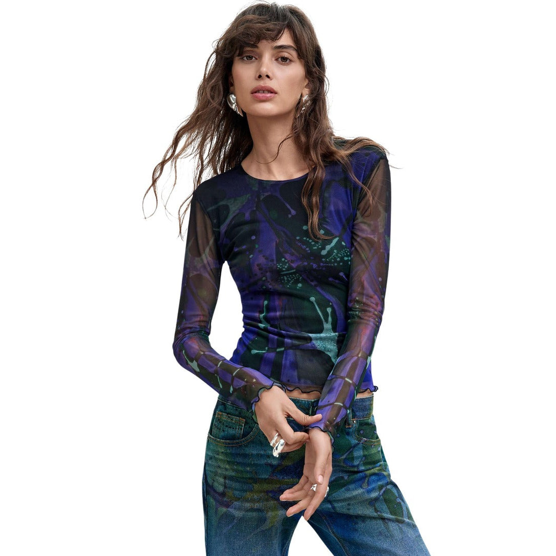 Дамска тениска Desigual women’s t-shirt  26WWTK02 5022 front view 
