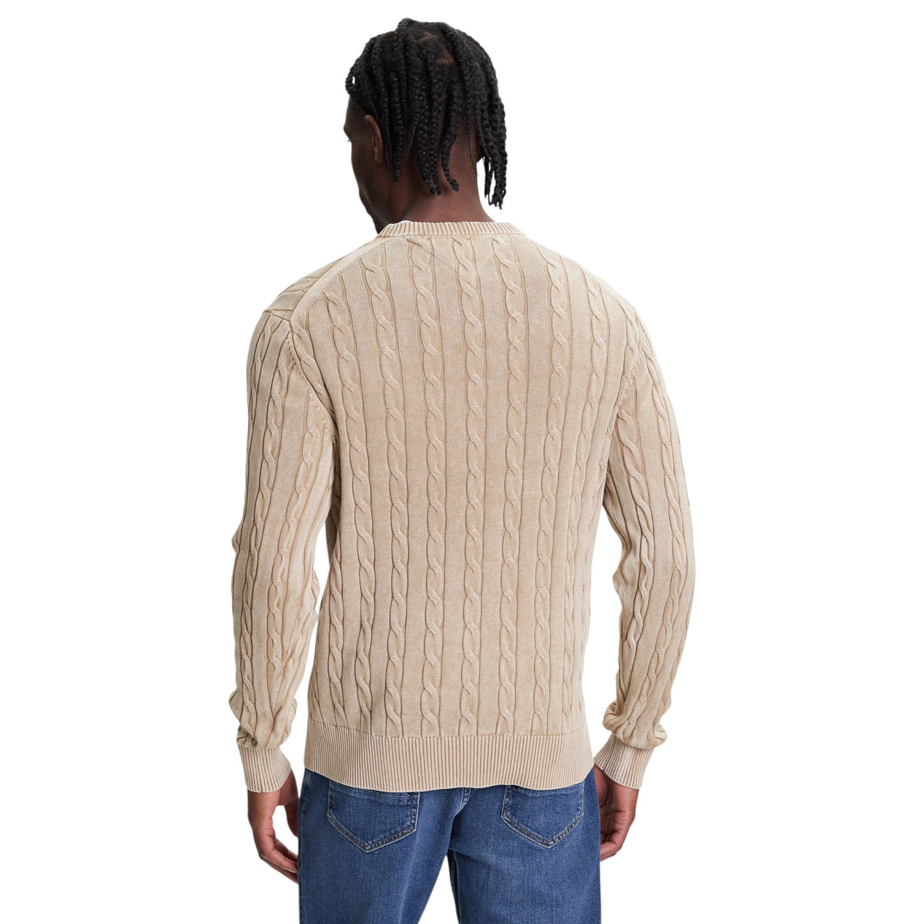 Мъжки бежове пуловер Tommy Hilfiger Men Sweater MW0MW39524 Back View