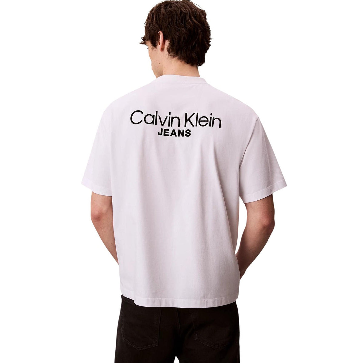 Мъжка бяла тениска Calvin Klein Men T-shirt LV04RD825G YAA Back View