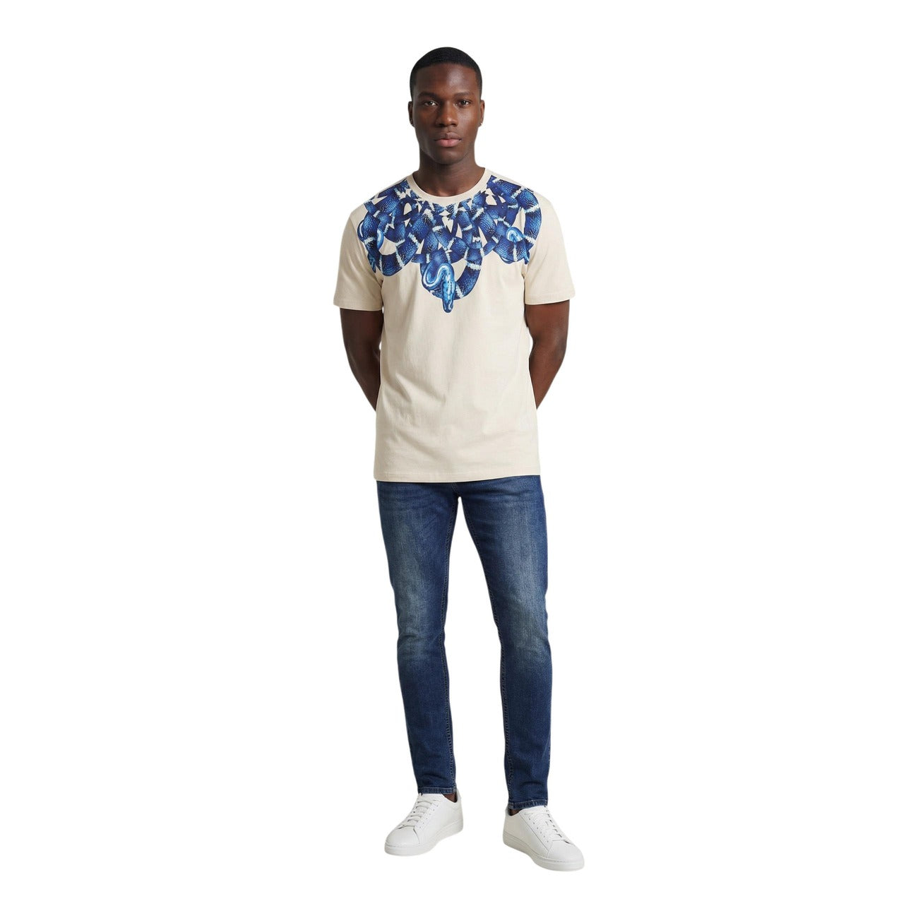 Мъжка бежова тениска County Of Milan Marcelo Burlon Men T-shirt S6CMMATH062 Front View