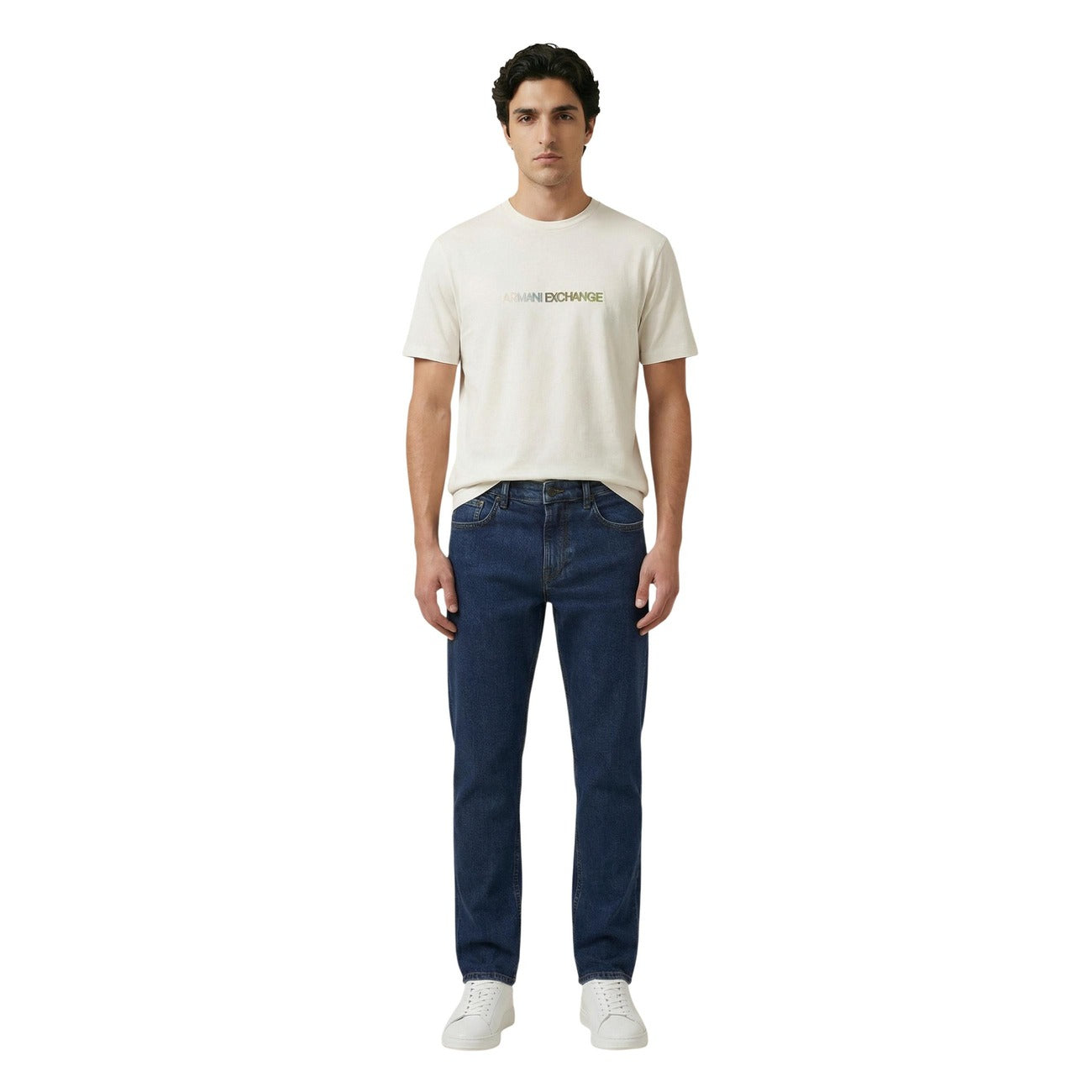 Мъжка бяла тениска Armani Exchange Men T-shirt XM002785 AF10358 U0009 Front View